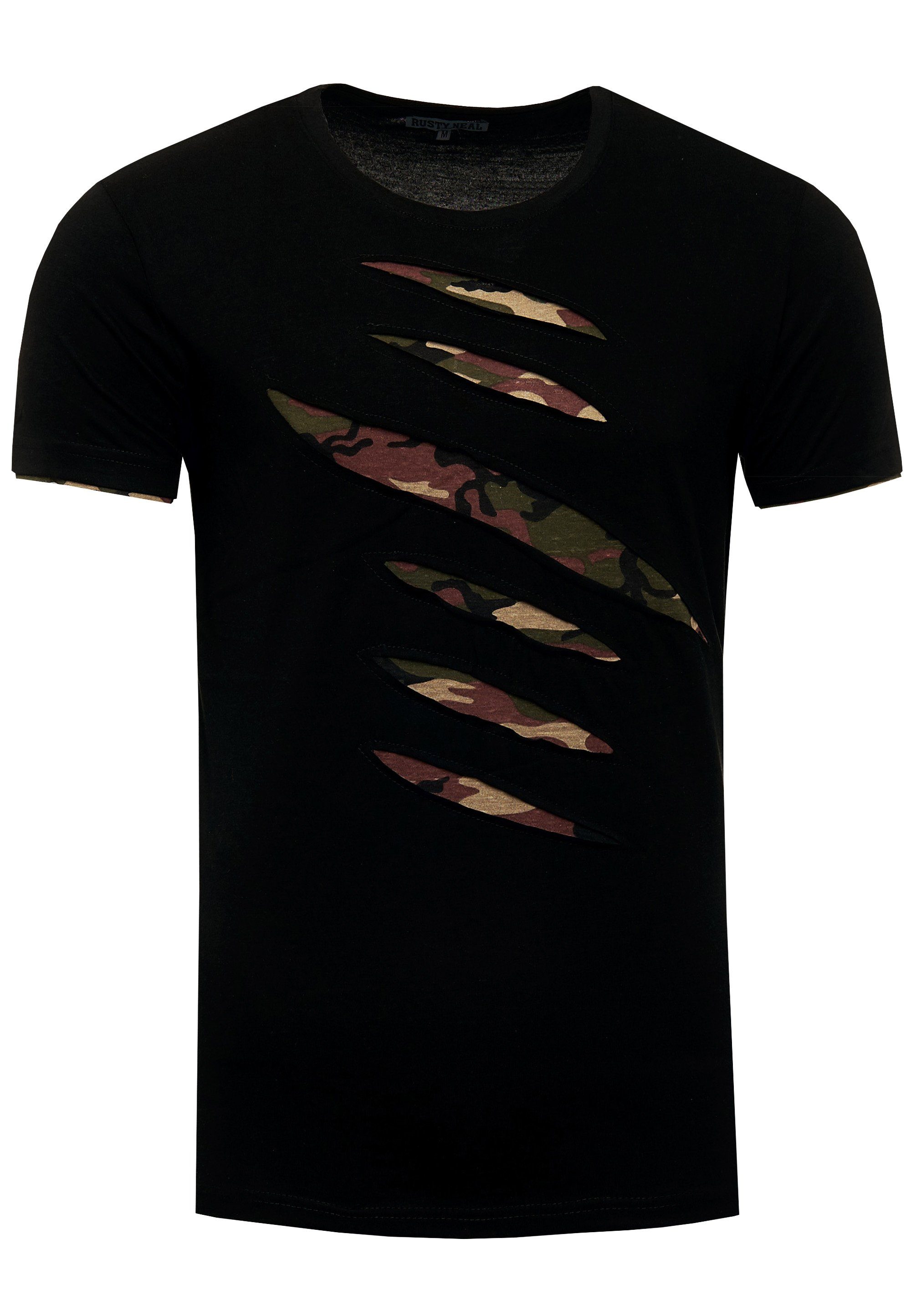 Rusty Neal trendigen 2-in-1-Design T-Shirt schwarz im