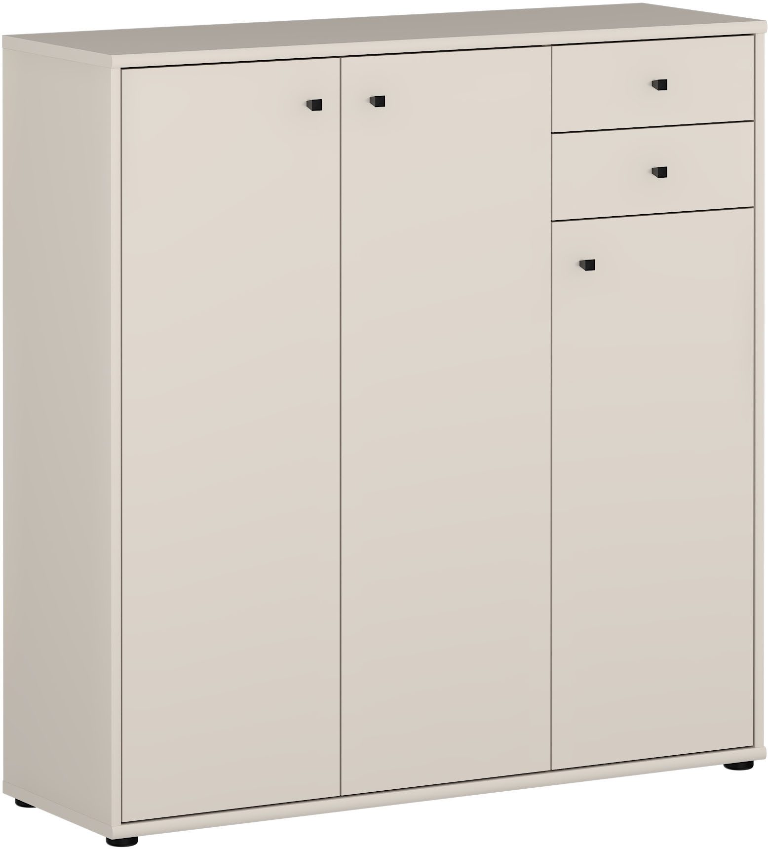 FORTE Kommode Tempra, Kommode, 3 Türen, 2 Schubkästen, viel Stauraum, B/H/T 108,8/111,1/34,8 cm