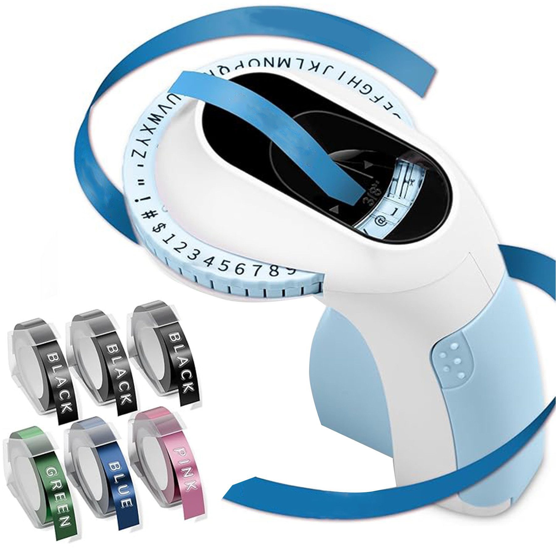 Mutig Prägegerät 3D, Beschriftungsgerät Retro, mit 6 Rollen Etiketten Etikettendrucker, (Etikettenprägegerät Ergonomisches Design, für zu Hause DIY Beschriftungsgerät)