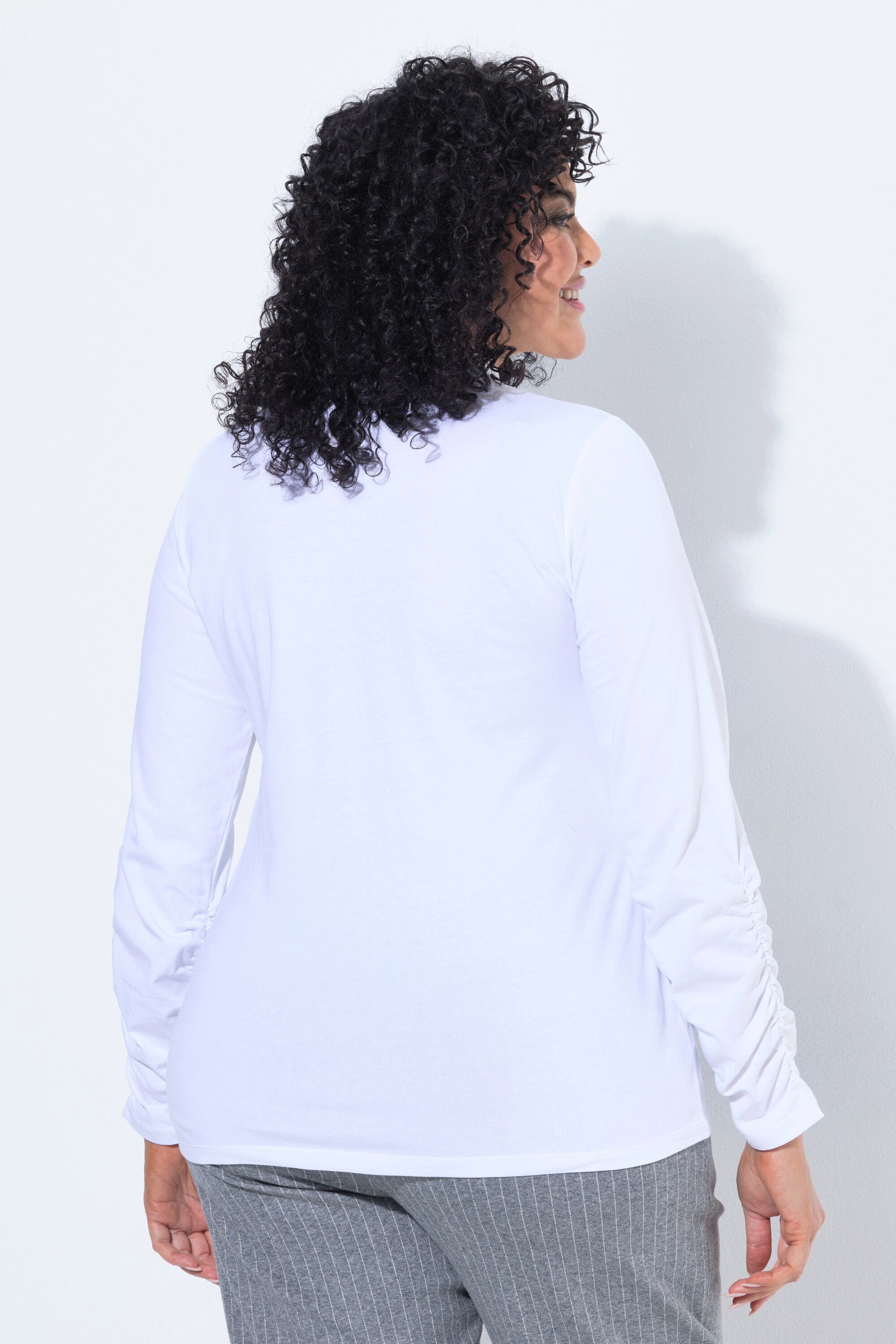 Ulla Popken Longshirt Shirt Slim Rollkragen geraffter Langarm