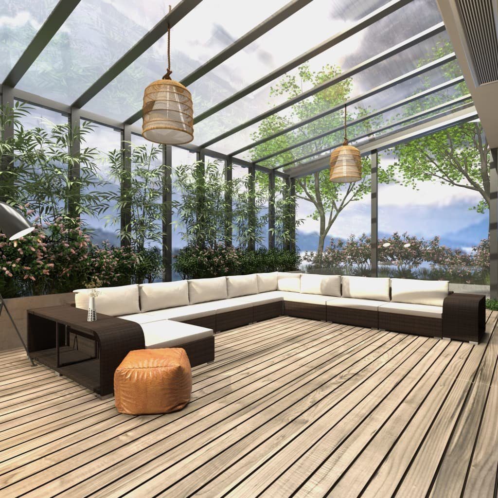 vidaXL GartenloungeSet »11tlg. GartenLoungeSet mit Auflagen Poly