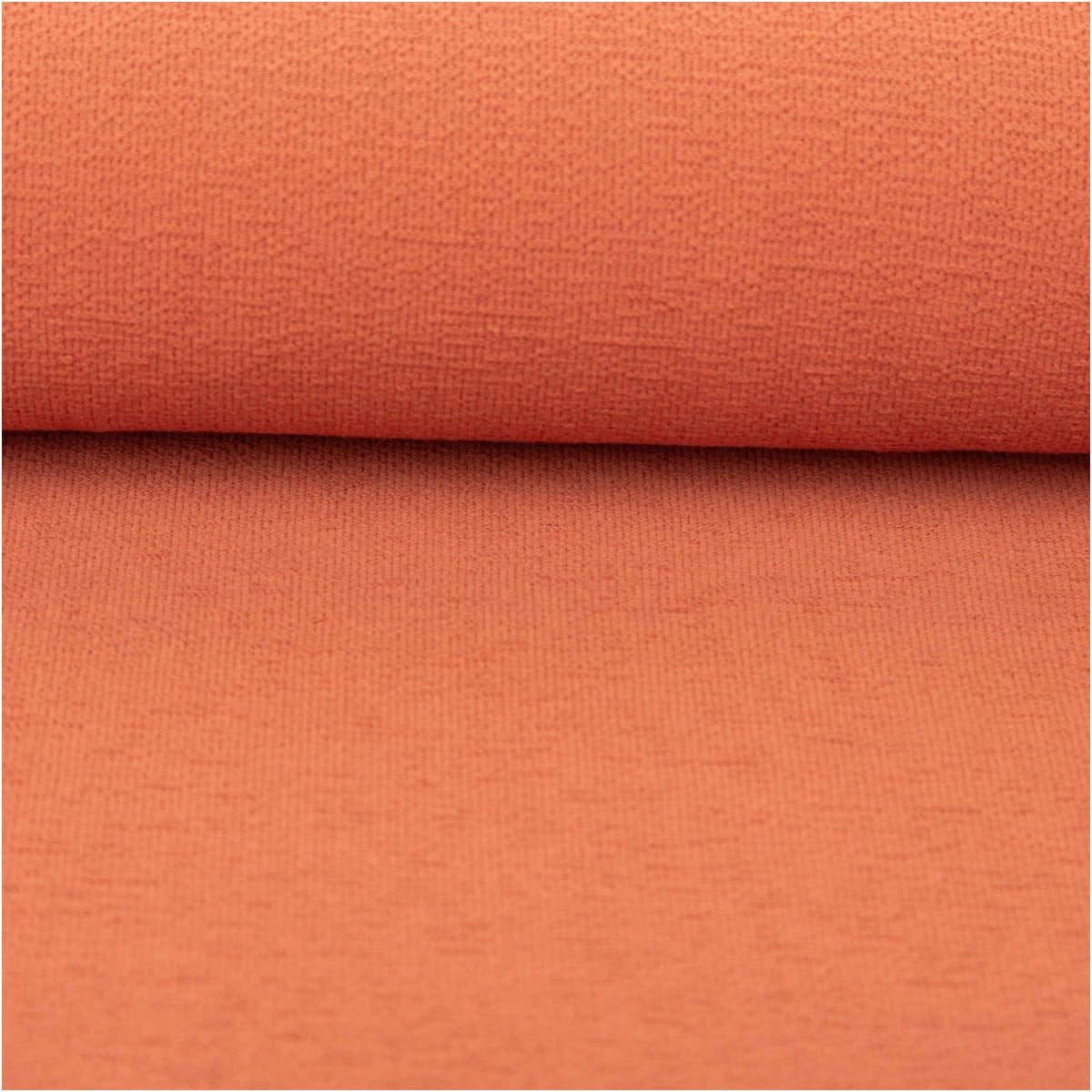 SCHÖNER LEBEN. Stoff Jerseystoff Meterware Terry Krepp aus Baumwolle terracotta 145cm, allergikergeeignet
