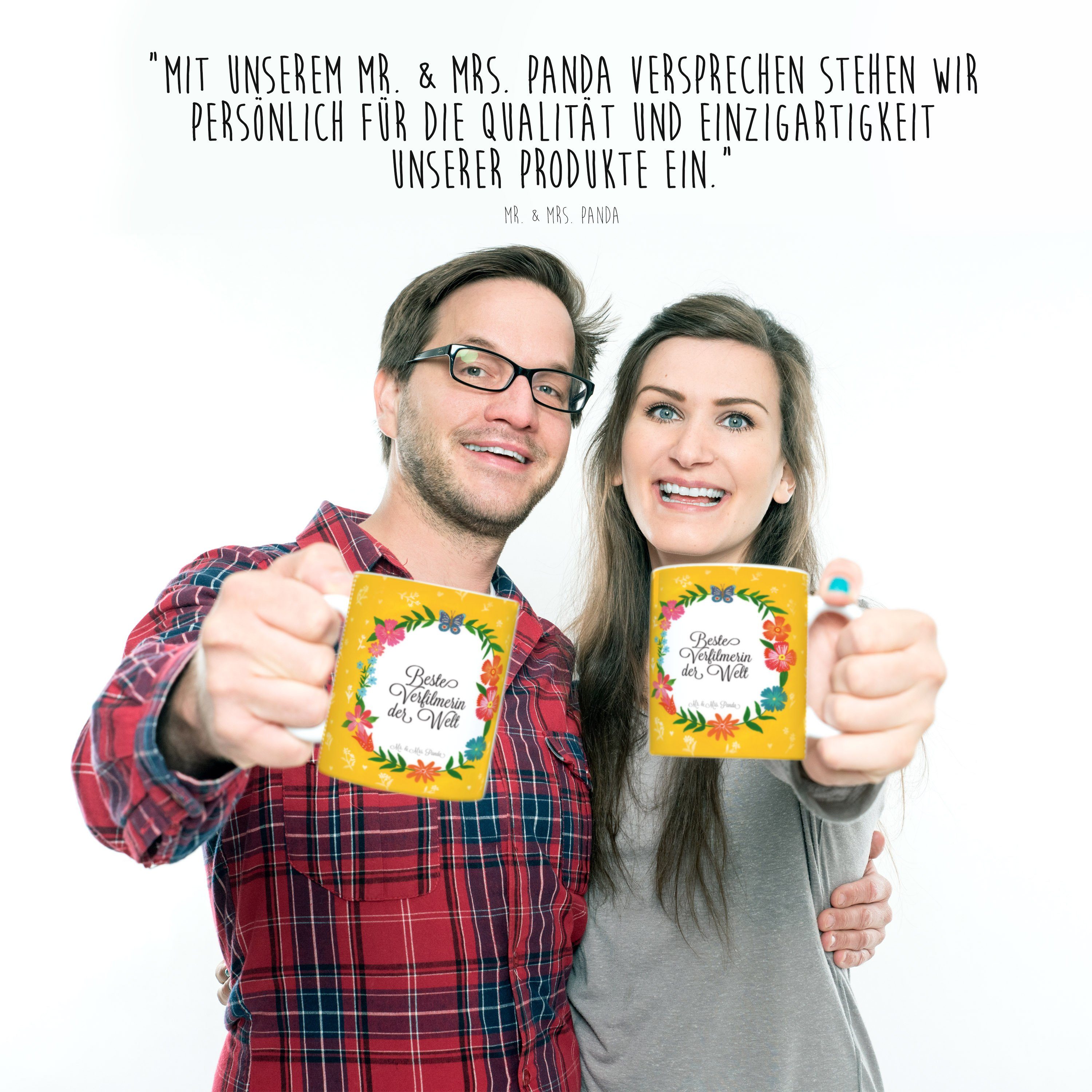 Mr. & Mrs. Panda Tasse Abschied, Teetasse, Ka, Verfilmerin - Geschenk, Abschluss, Ausbildung, Keramik