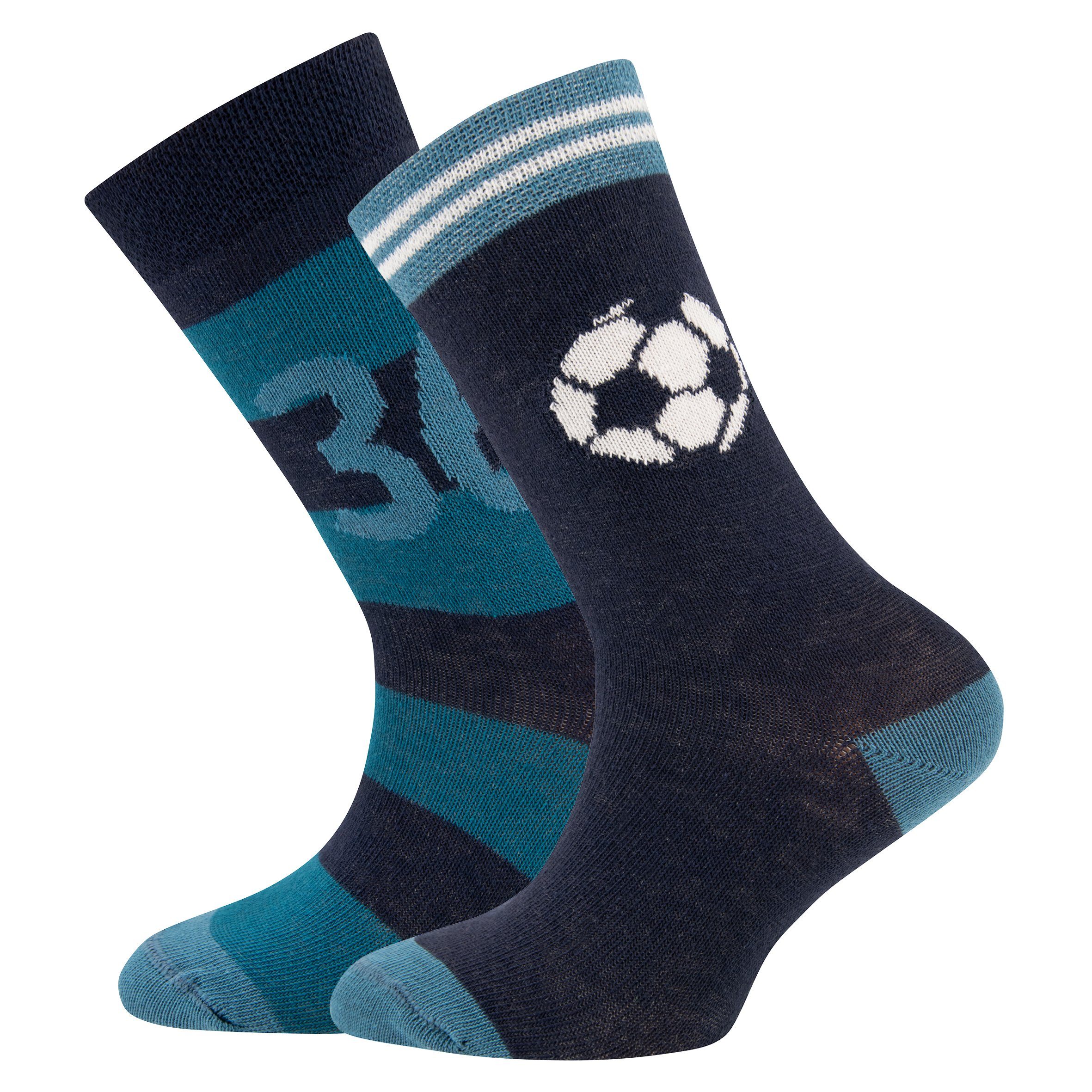 Socken Ewers 2er Pack Jungen Strümpfe Socken Fußball Türkis blau