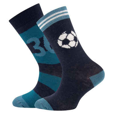 Ewers Socken Ewers 2er Pack Jungen Strümpfe Socken Fußball Türkis blau (2-Paar)