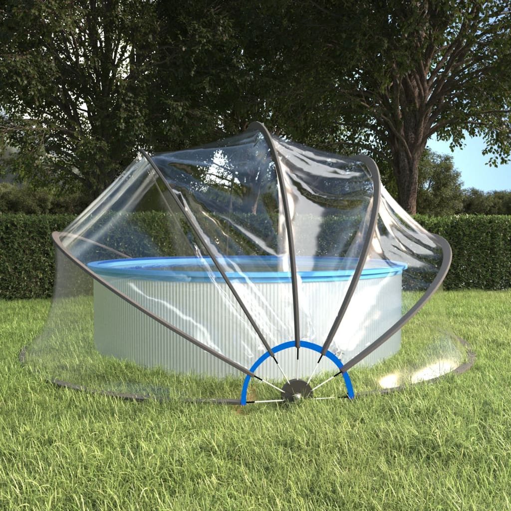 furnicato Poolüberdachung Pool-Kuppel Überdachung 467 x 234 cm Transparent, (1 tlg), Klappbares Pool-Zelt mit Wärmeerhalt und stabilen Erdspießen