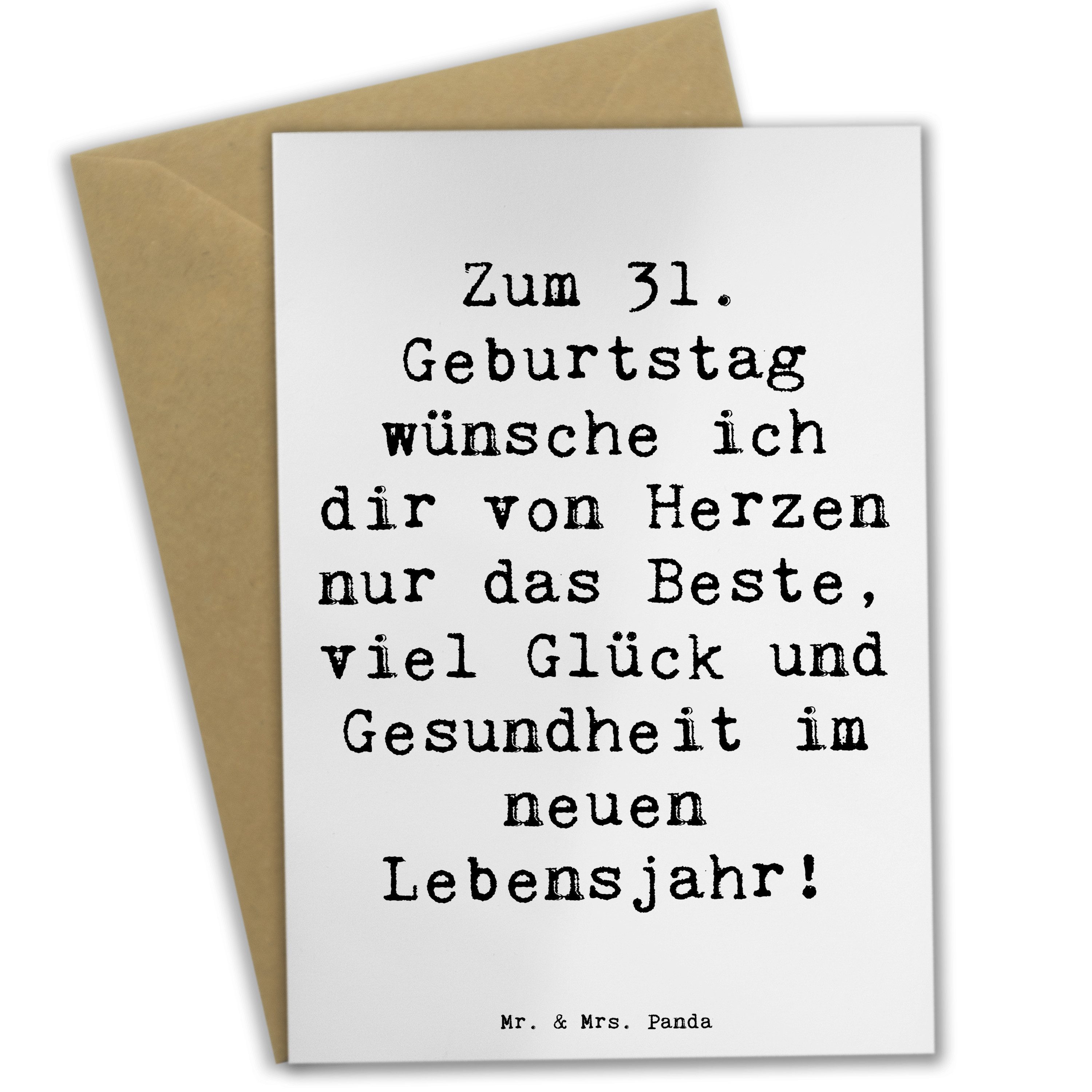 Grußkarte Spruch 31. Geburtstag Liebe Wünsche - Weiß - Geschenk, Geburtstagskar