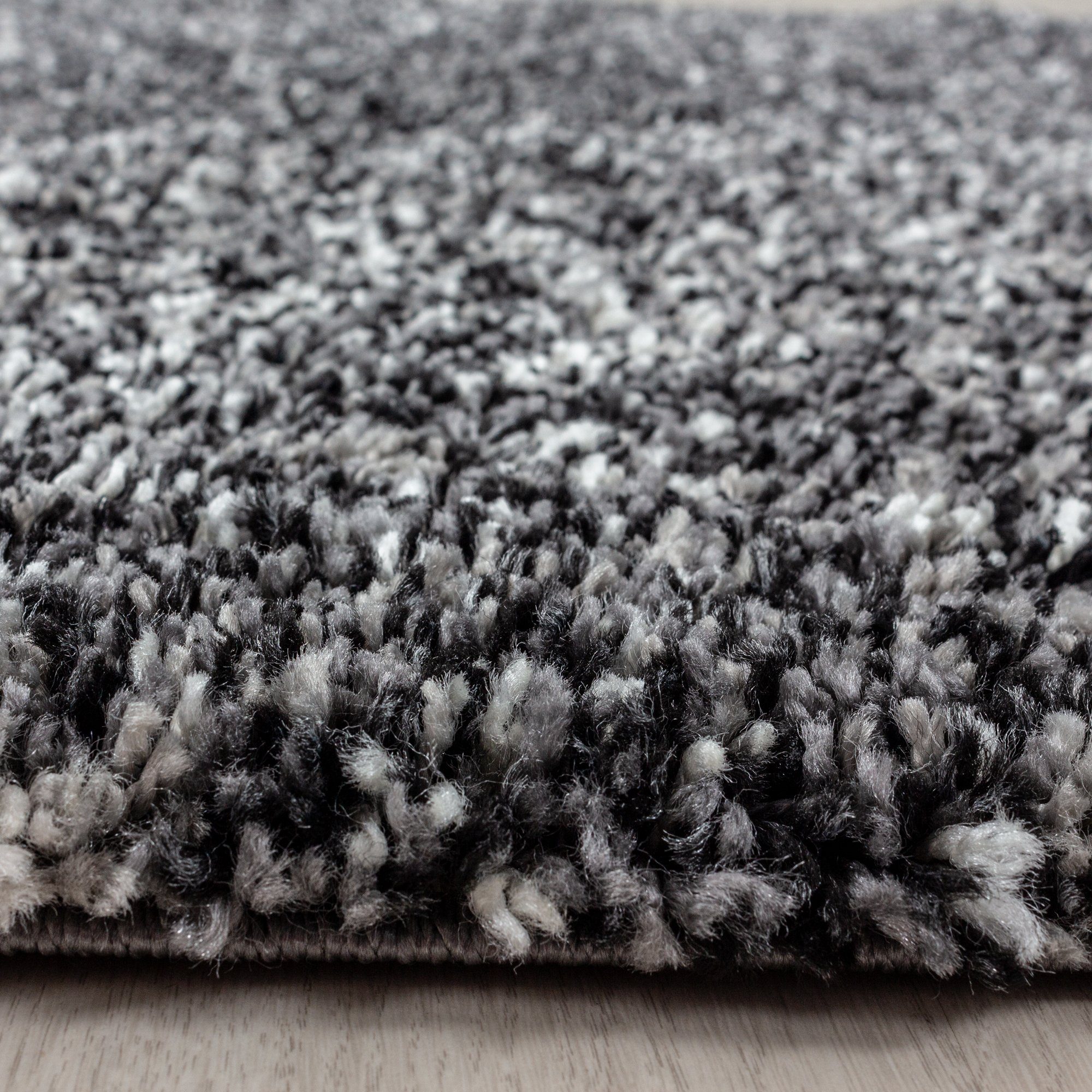 Meliert farben Design, Teppich größen Runder Meliert Design 30 Hochflor-Teppich Anthrazit Carpetsale24, mm, Wohnzimmer und Rund, versch. Höhe: