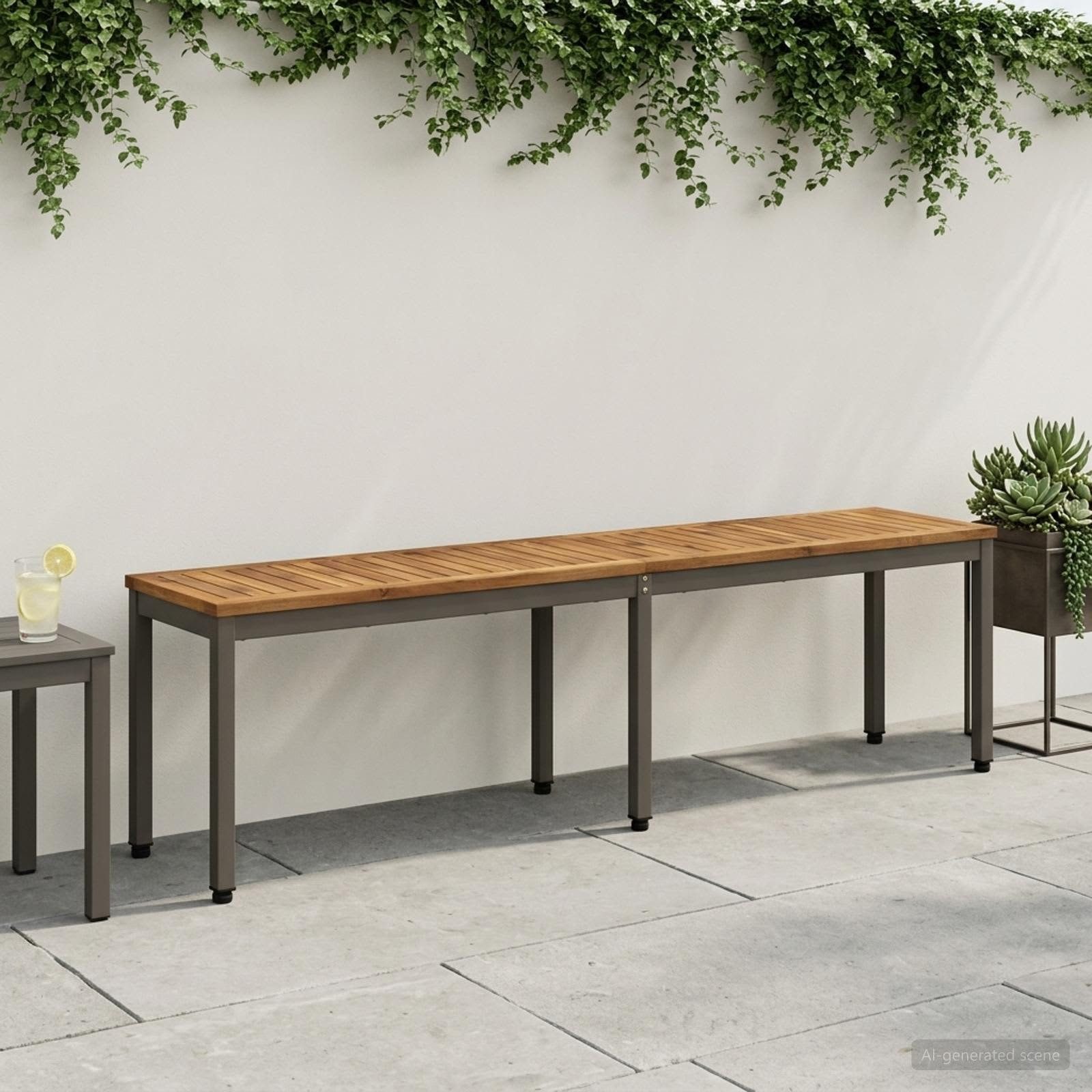 vidaXL Gartenbank Gartenbank 161 x 35 x 45 cm Massivholz Natur und Kaffee (1-St)