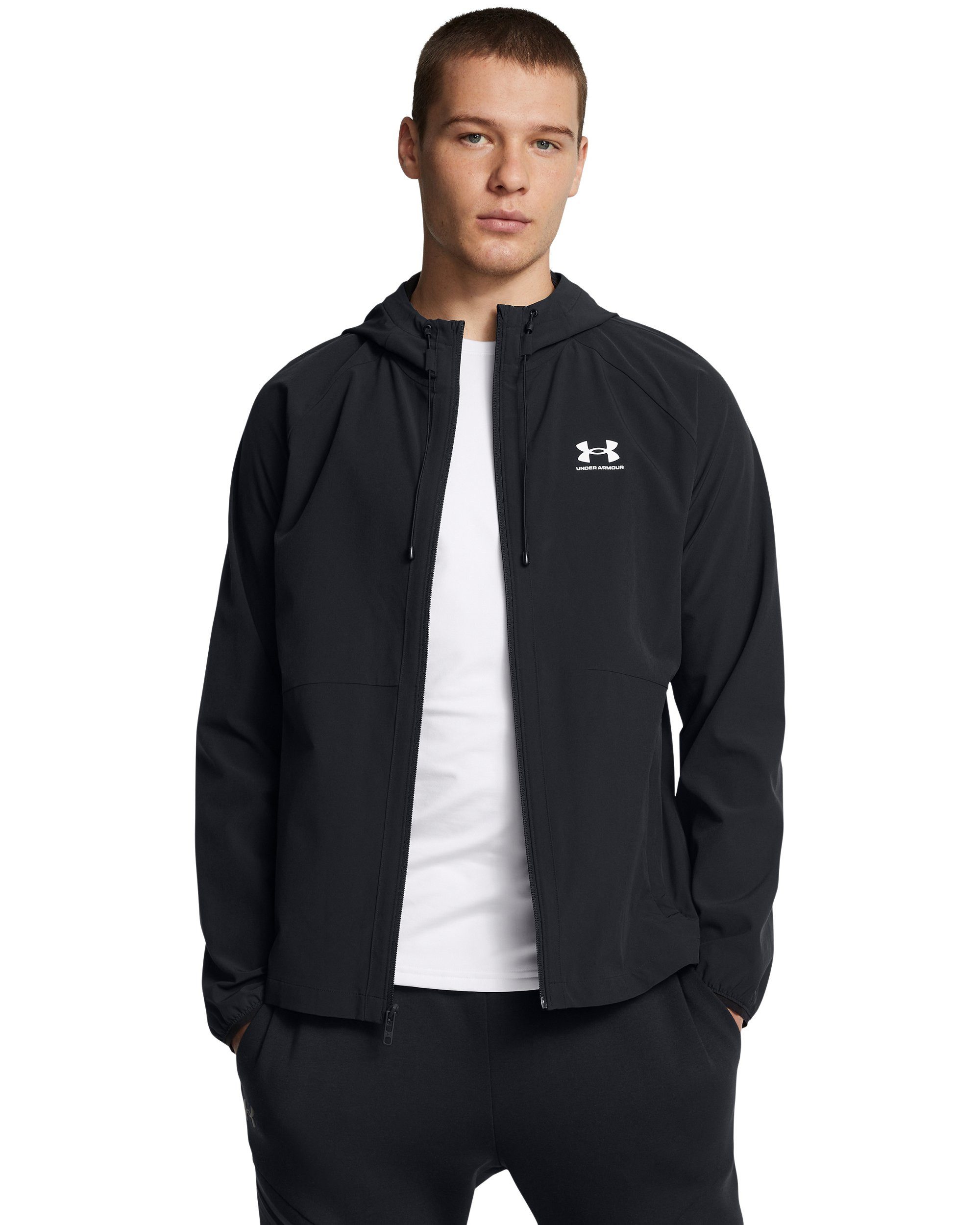 Under Armour® Windbreaker UA VIBE WOVEN JACKET sportlicher Windbreaker, mit Elasthan-Anteil, leichtes Material