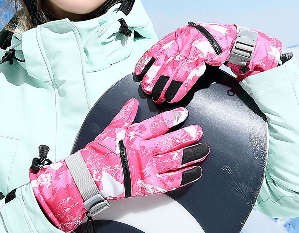 L.Ru UG und Bergsteiger-Skihandschuhe und Wasserdichte, warme winddichte Outdoor-Handschuhe Wintersamt kältebeständige Outdoor-Rad- Skihandschuhe