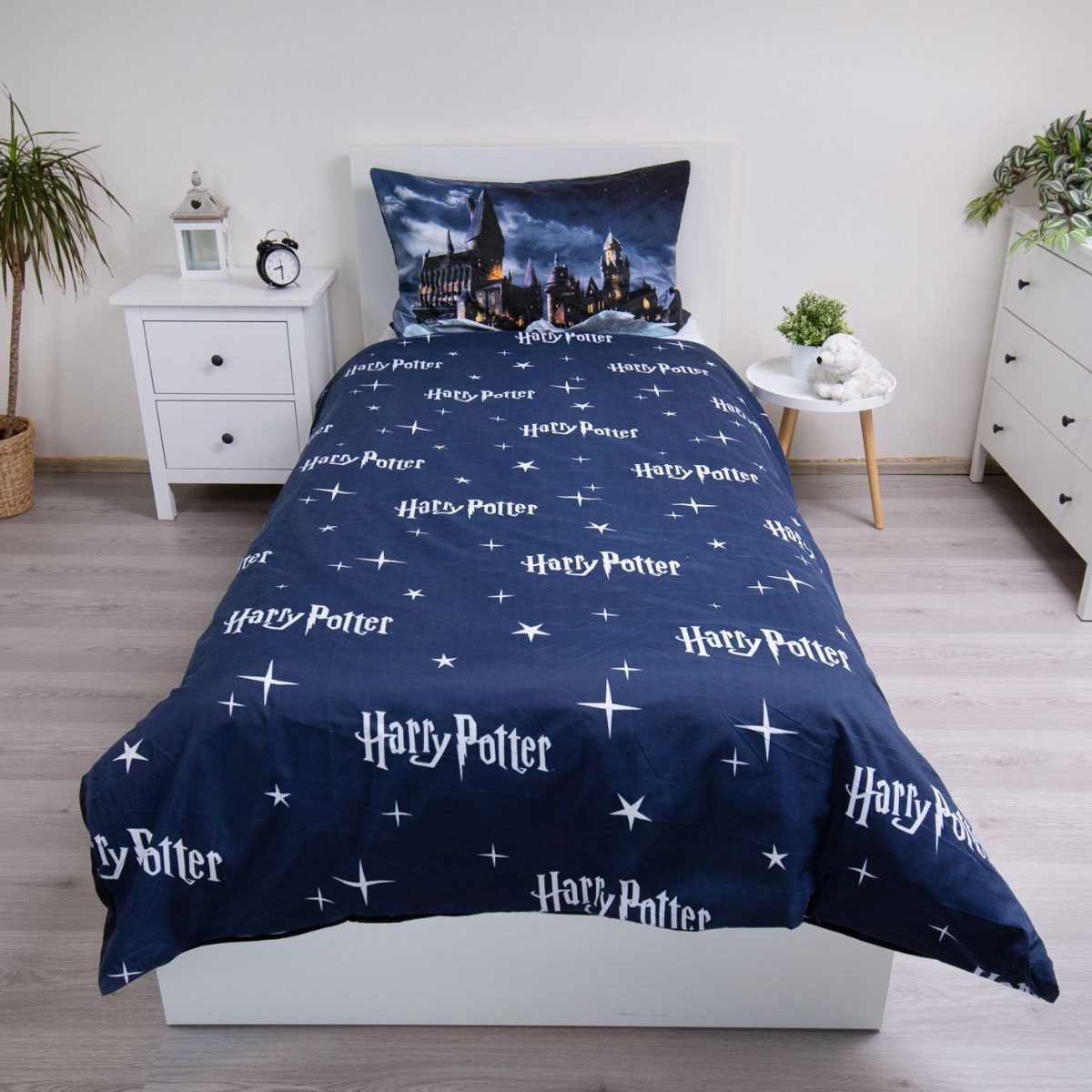 Harry Potter Bettwäsche Set Mikrofaser 140 × 200 cm + 70 × 90 cm mit Reißverschluss, Polyester, 2 teilig