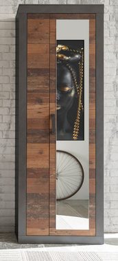 Furn.Design Garderobenschrank Ward (Schuhschrank in Used Wood mit grau, 65 x 201 cm) mit variabler Inneneinteilung