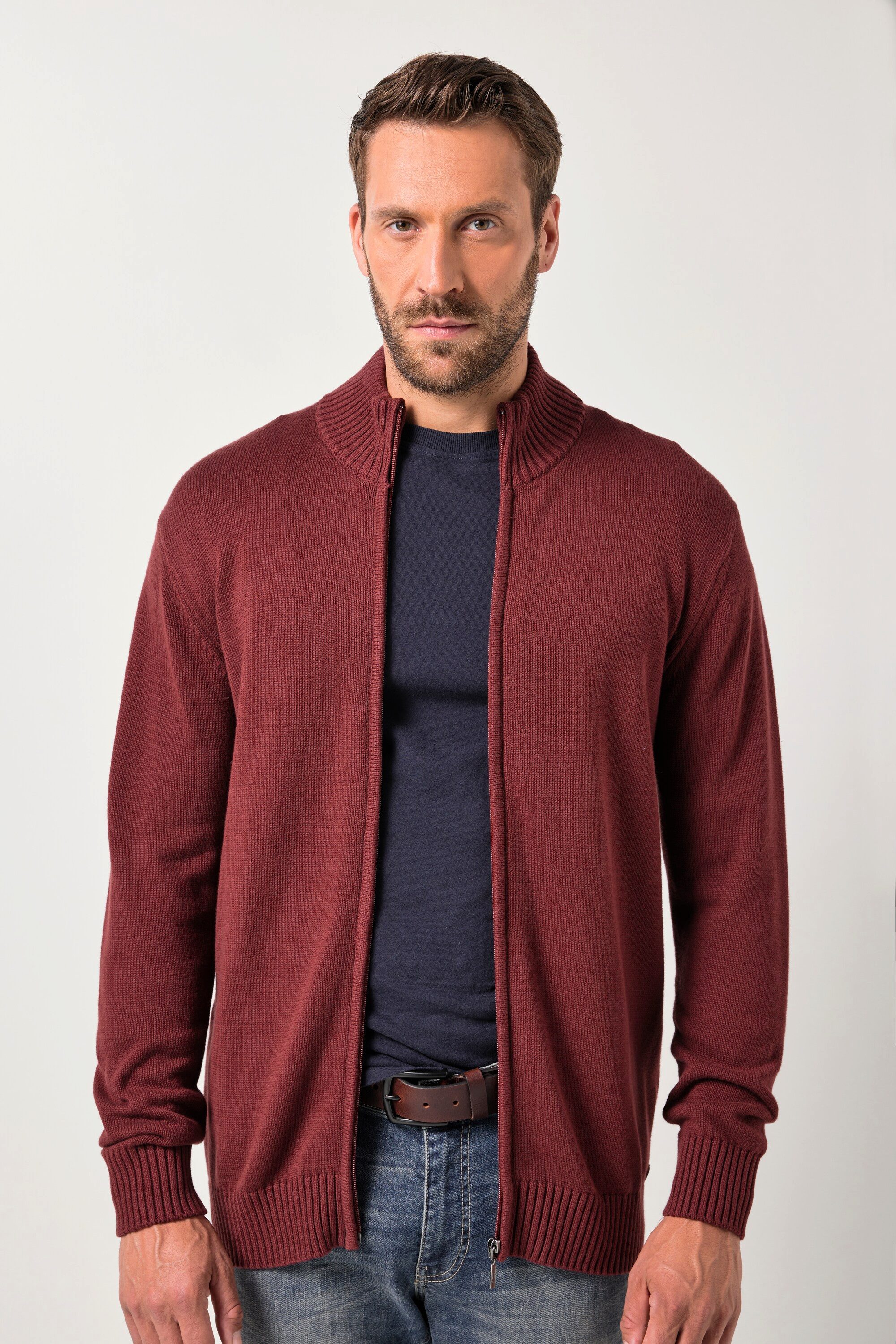 JP1880 Poloshirt Strickjacke Stehkragen Rippbündchen günstig online kaufen