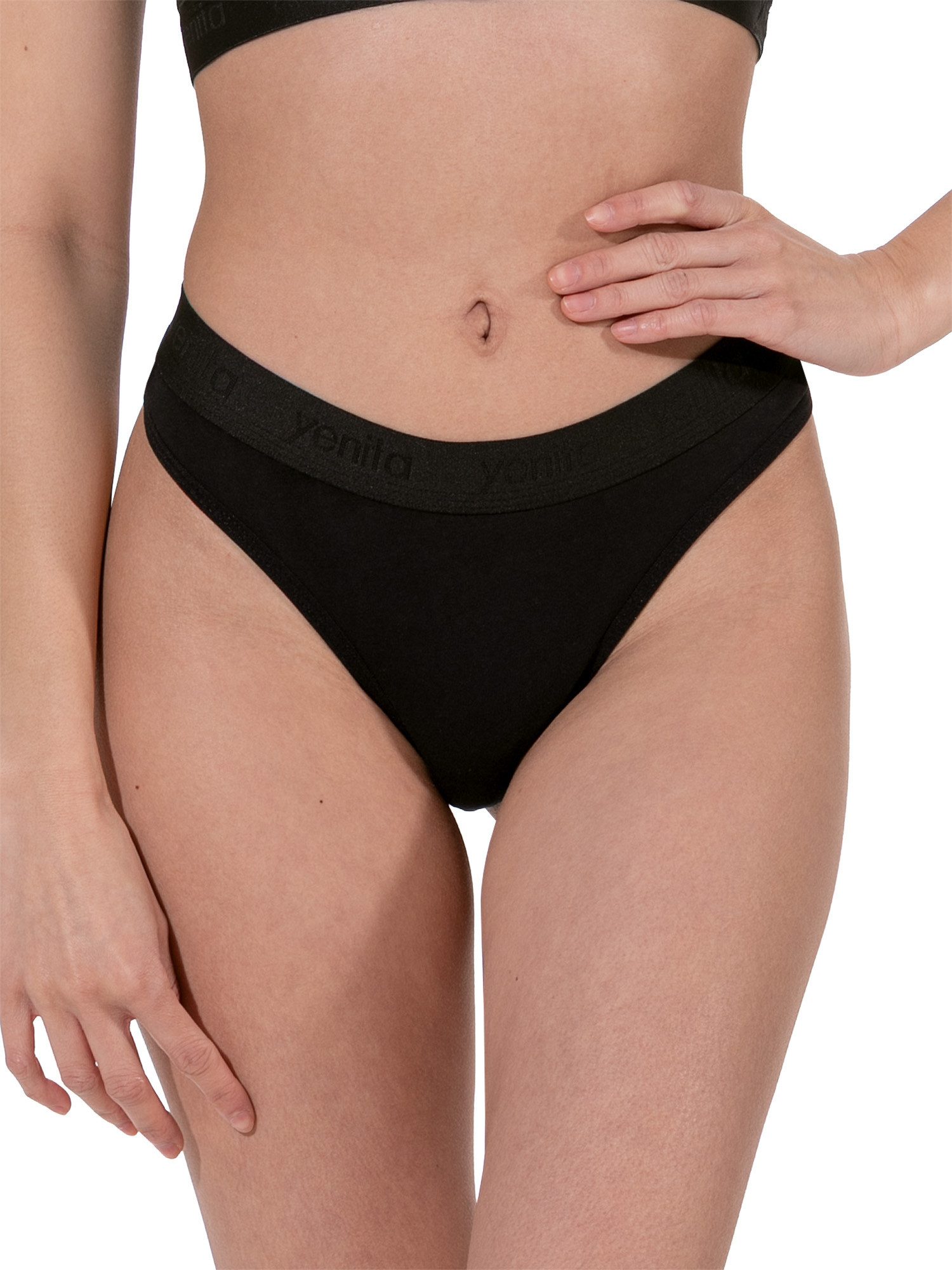 Yenita® String Damen Tanga mit elastischem Logobund (3-St) in angenehmer Baumwoll-Stretchqualität – Bild 5 von 5