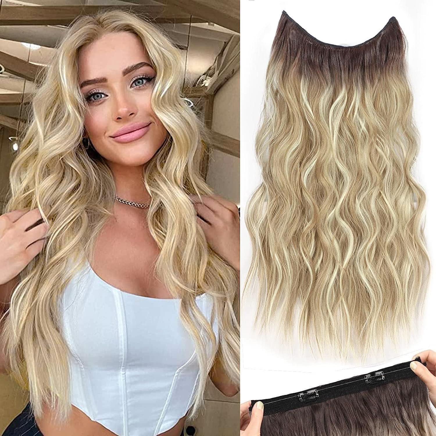 LuxusKollektion Kunsthaar-Extension Extensions Ombre Blond Braun Gewellt Kunsthaar 50cm Clips Aschbraun