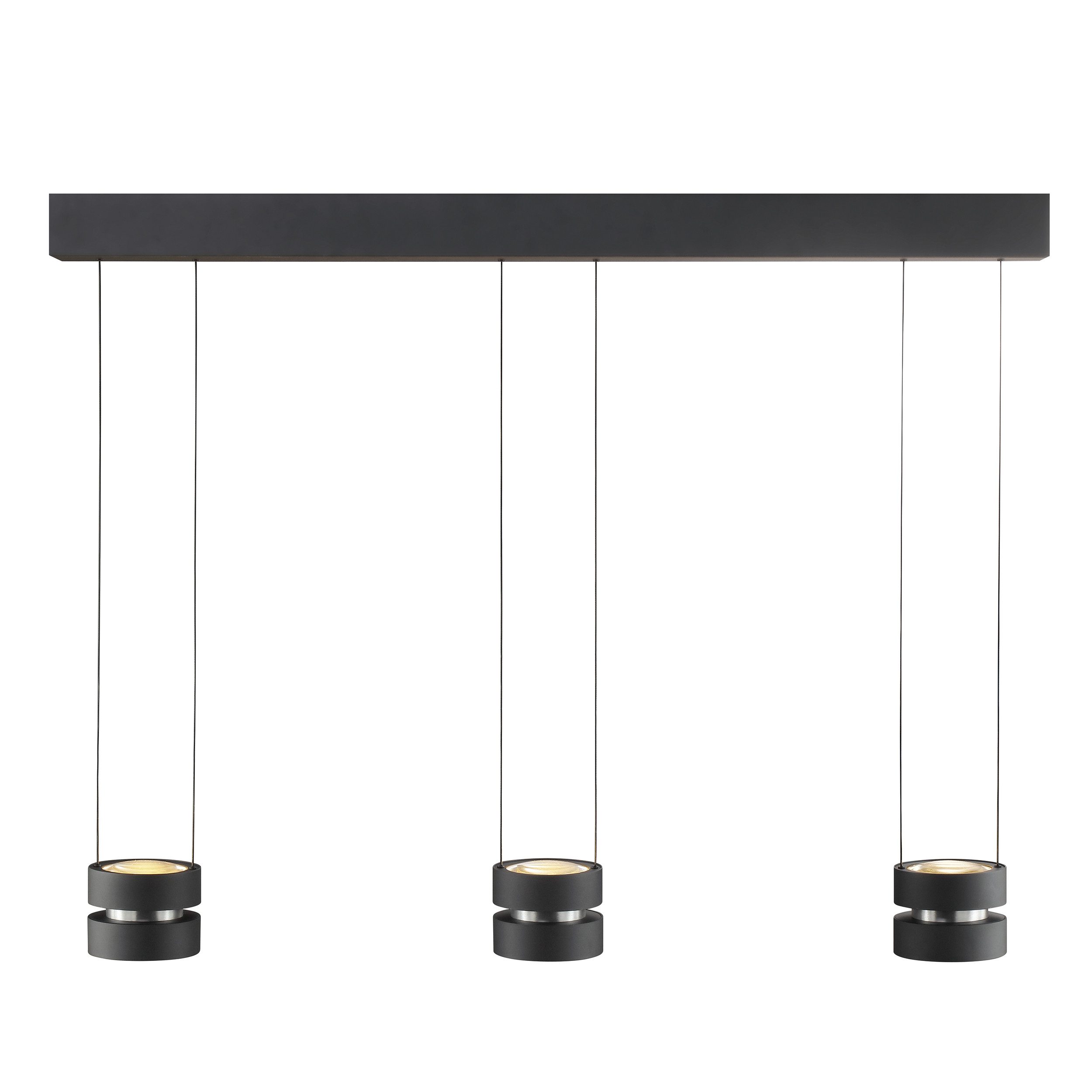 lumiCouture LED Pendelleuchte Glow Sphere, Memoryfunktion, mehrere Helligkeitsstufen, LED fest integriert, Warmweiß, 2700 K, Up Downlight, Aluminium/Glas, schwarz