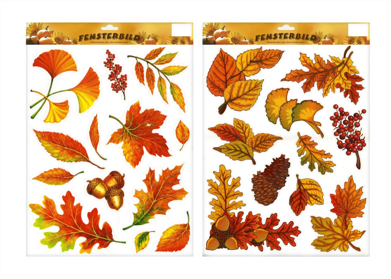 Rodermund Fensterbild Herbst-Fensterbilder mit Glitter 42 x 30 cm