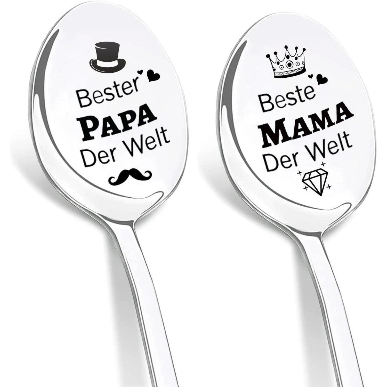 LuxusKollektion Badaccessoire-Set Kaffeelöffel 2er Gravur Mama Papa Geschen günstig online kaufen