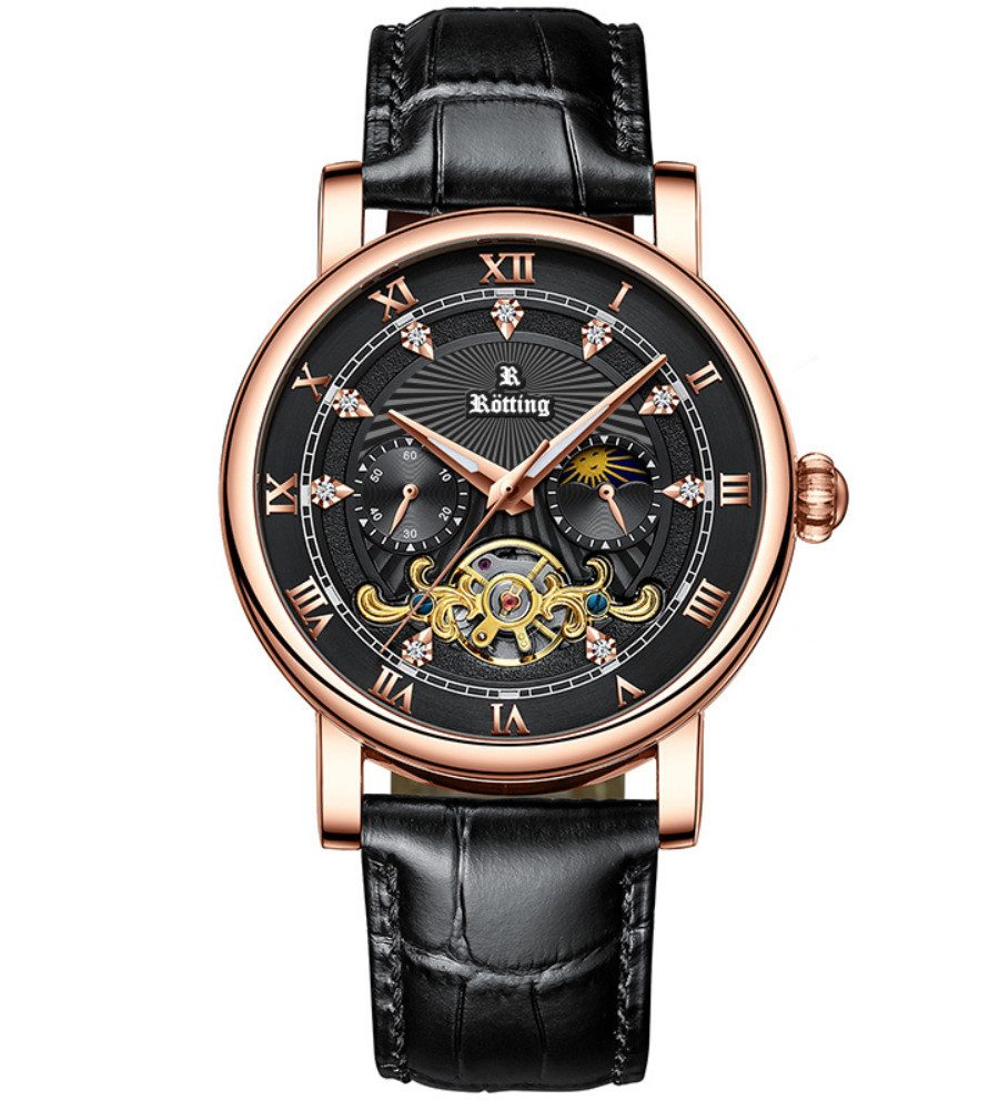 Rötting Design Automatikuhr Automatikuhr Herrenuhr Tag/Nacht Phase schwarze günstig online kaufen