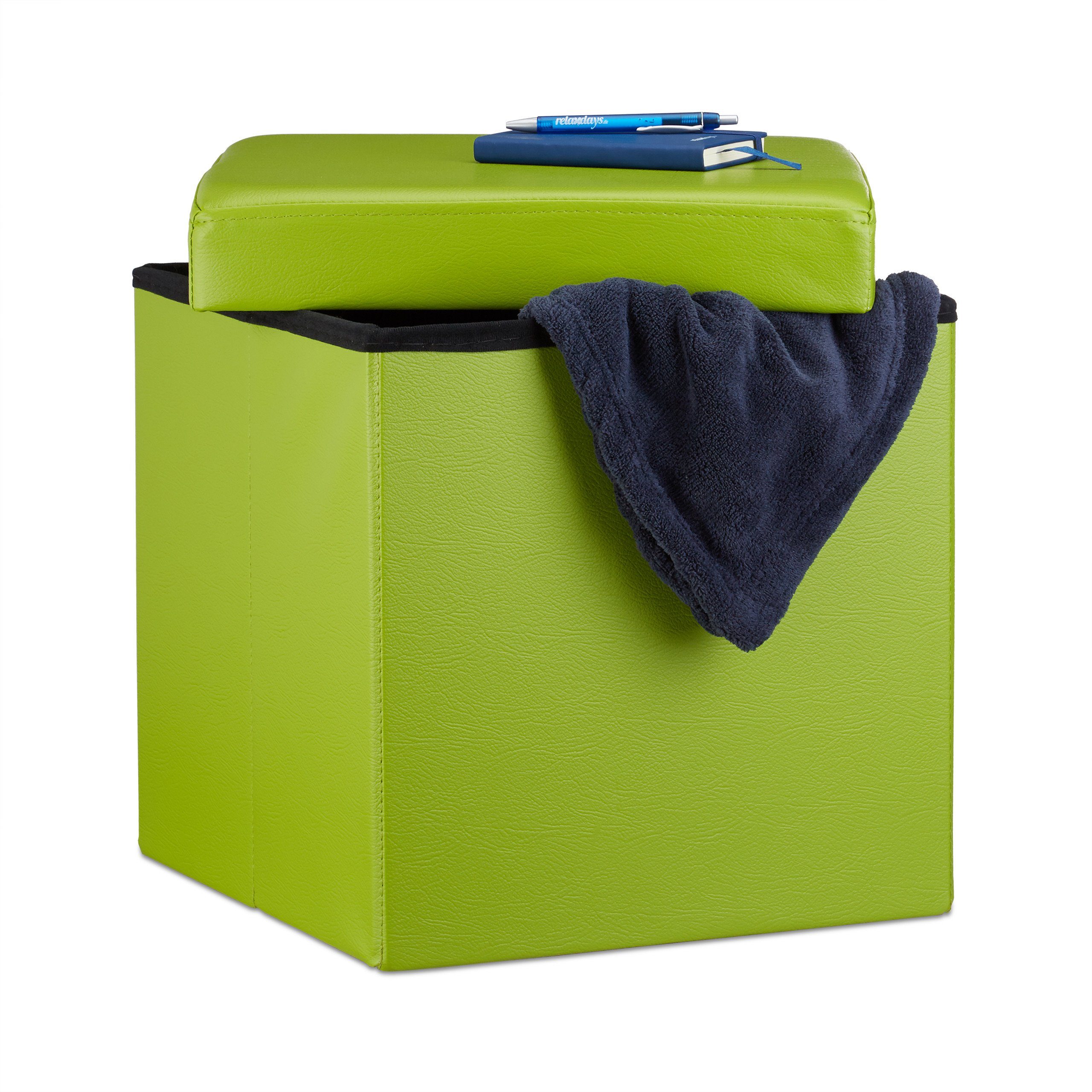 relaxdays Sitzhocker Faltbarer Sitzhocker Kunstleder, grün günstig online kaufen