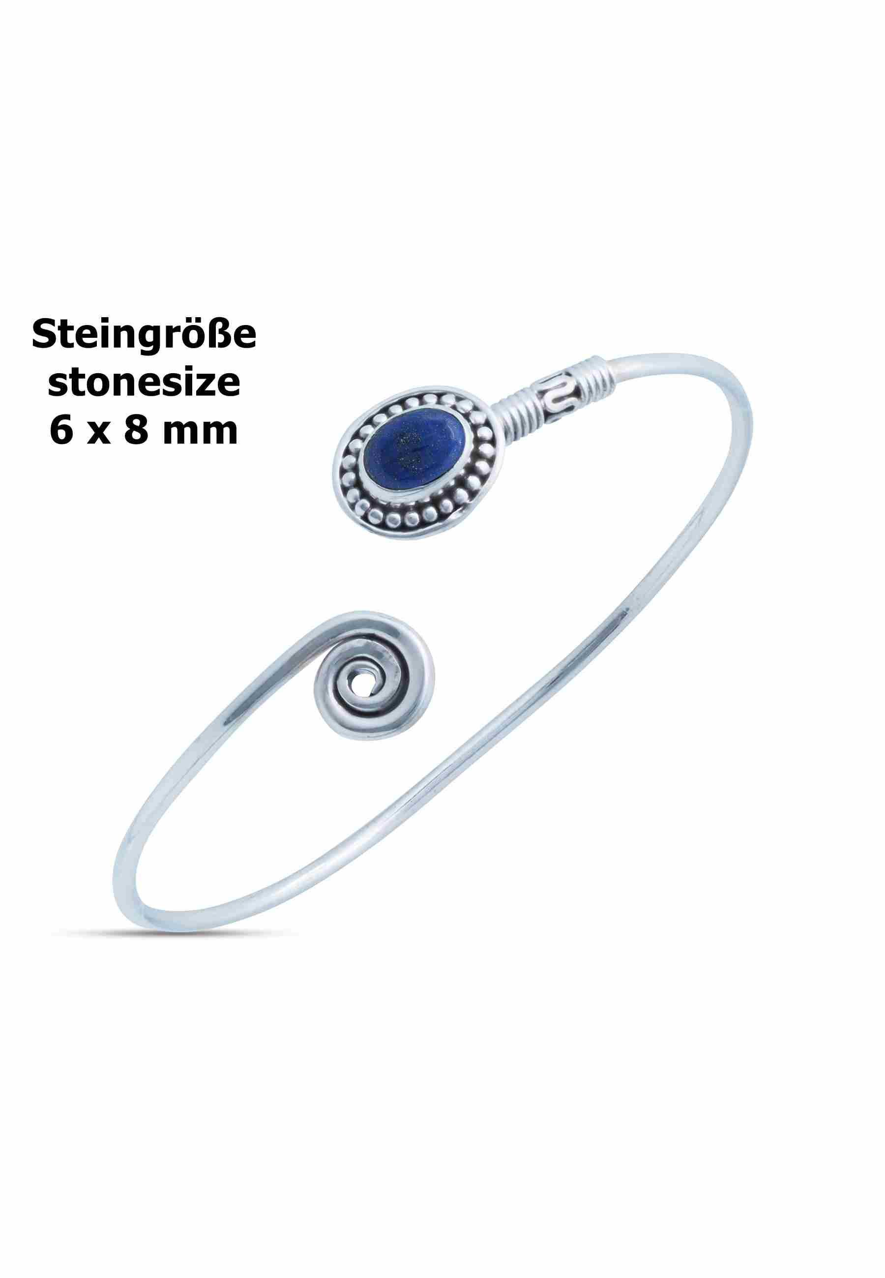 mantraroma Silberarmband BANGILI aus 925 Silber mit Lapis Lazuli (Armschmuck im Schmuckbeutel), 925 Sterling Silber Armschmuck für Damen