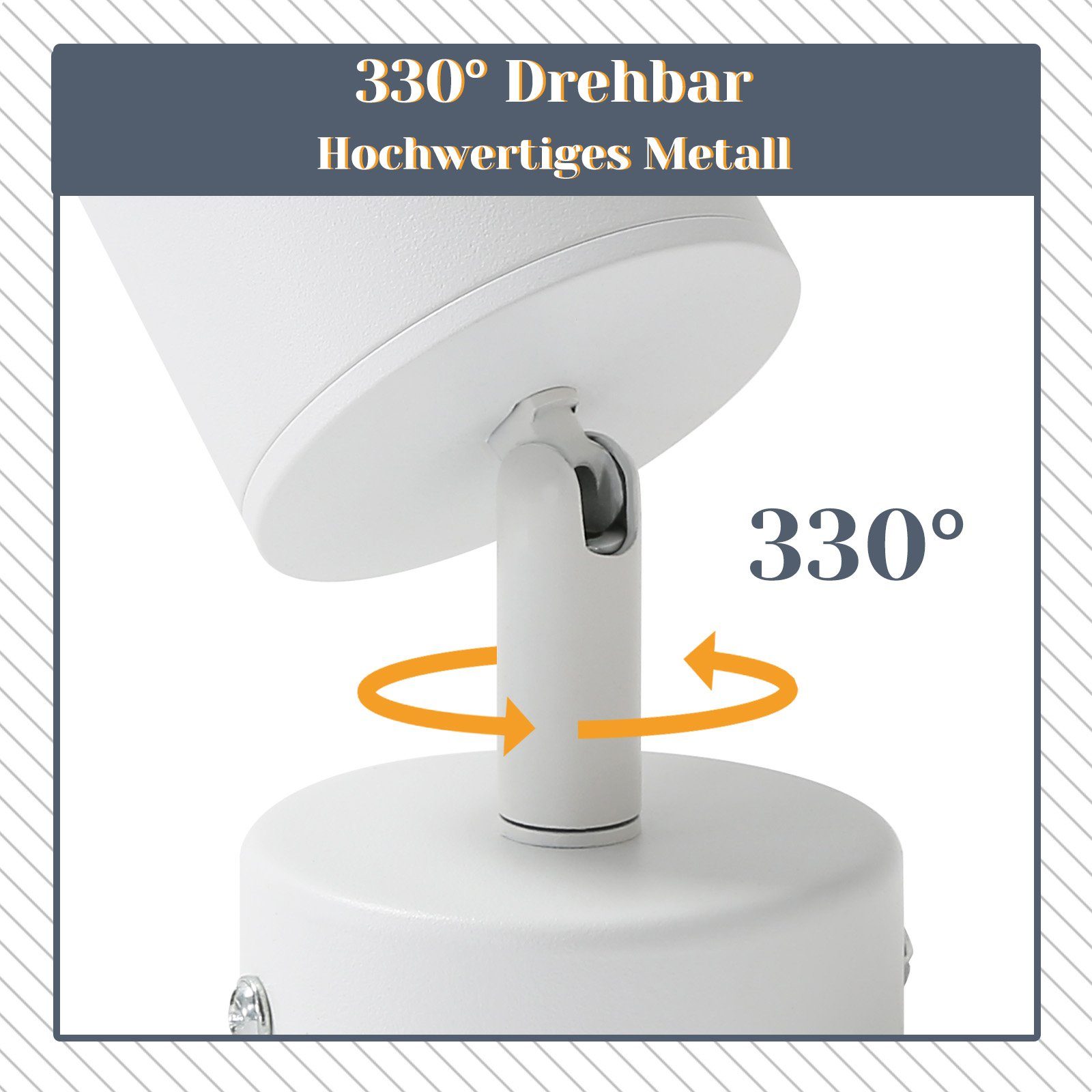 ZMH LED Deckenstrahler Retro Deckenleuchte Weiß/Schwarz -GU10 350°Schwenkbar Schlafzimmer, ohne Leuchtmittel, Modern Flurlampe Industrial Wandstrahler für Wohnz – Bild 4 von 5