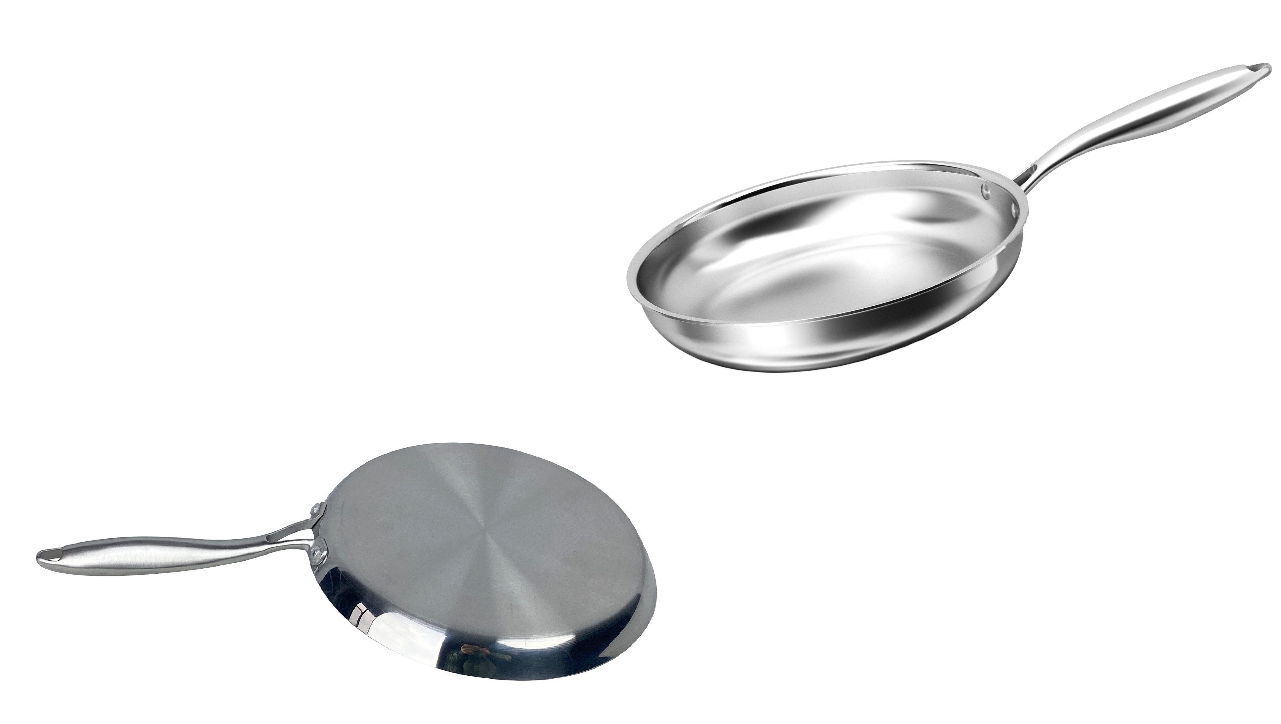 Cheffinger Pfannen-Set Pfanne Bratpfanne Edelstahl Ø24cm Induktion Cheffinger CF3PLYFP24, Edelstahl