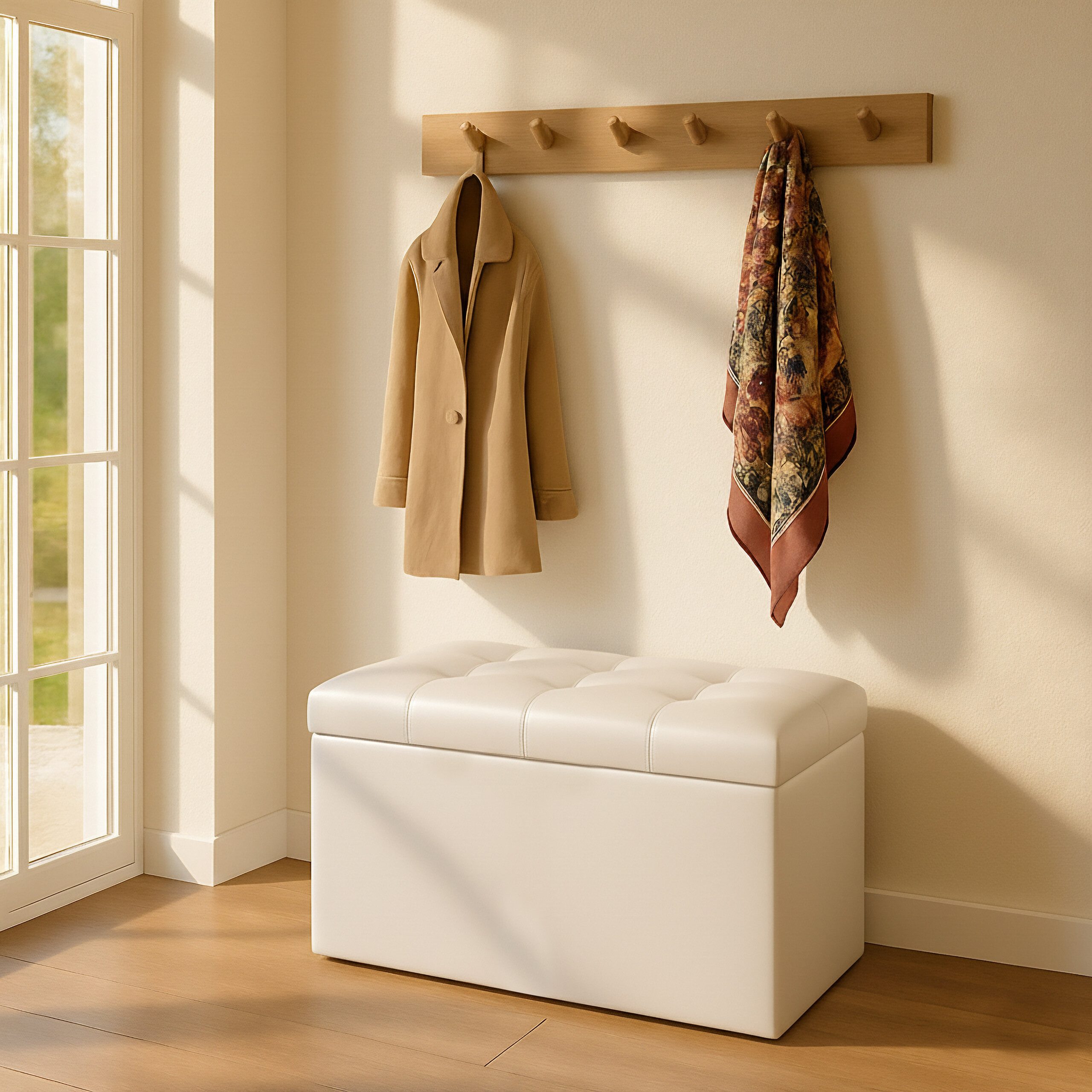 relaxdays Sitzbank Faltbare Sitzbank Kunstleder (1-St), weiß – Bild 2 von 5