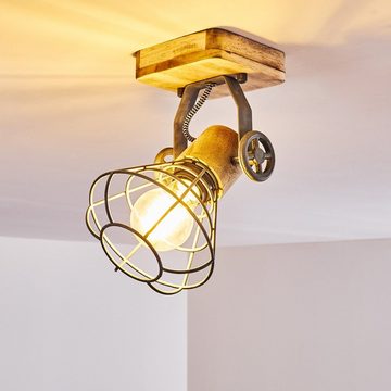 hofstein Deckenleuchte »Raju« Deckenlampe aus Metall/Holz in Grau/Braun, ohne Leuchtmittel, verstellbare Strahler, E27, Spot, auch als zu verwenden