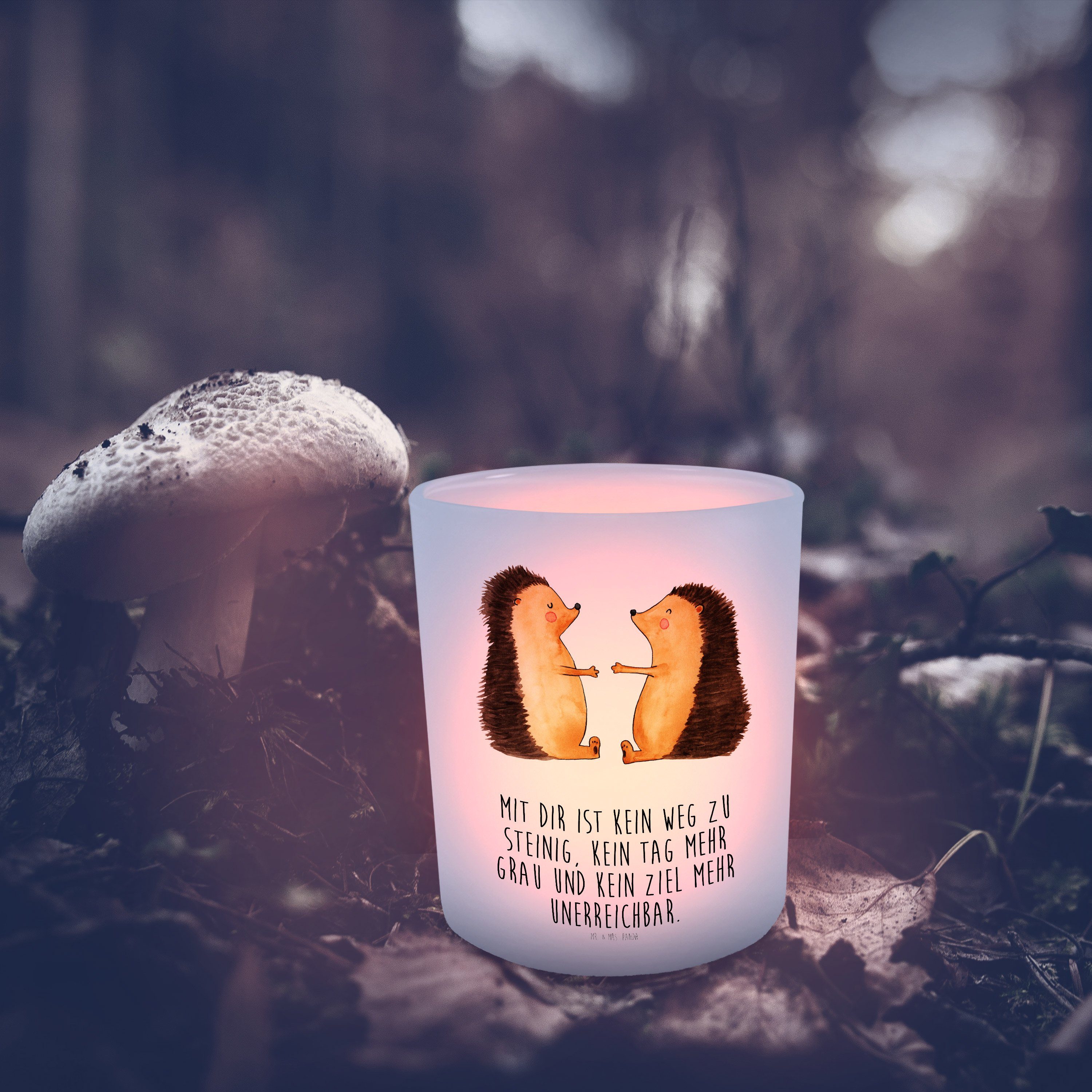 Panda (1 Mrs. - Verheiratet, - Transparent Windlicht Geschenk, Kerzenglas, St) Liebe & Igel Mr. Teelich