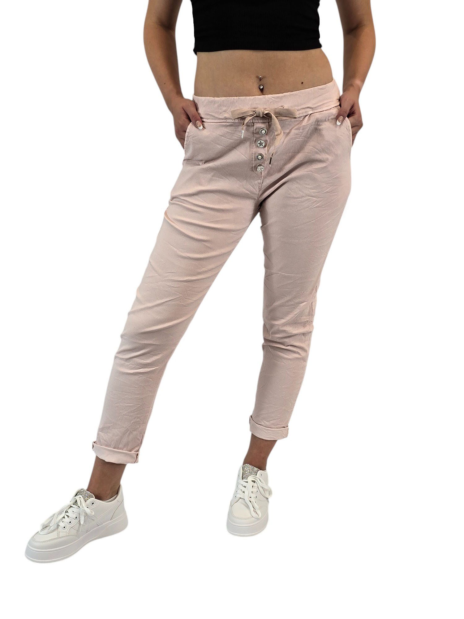 Rehoboth Moda Schlupfhose Damen Joggpants / Schlupfhose mit edlen Zierknöpfen und Bindeband