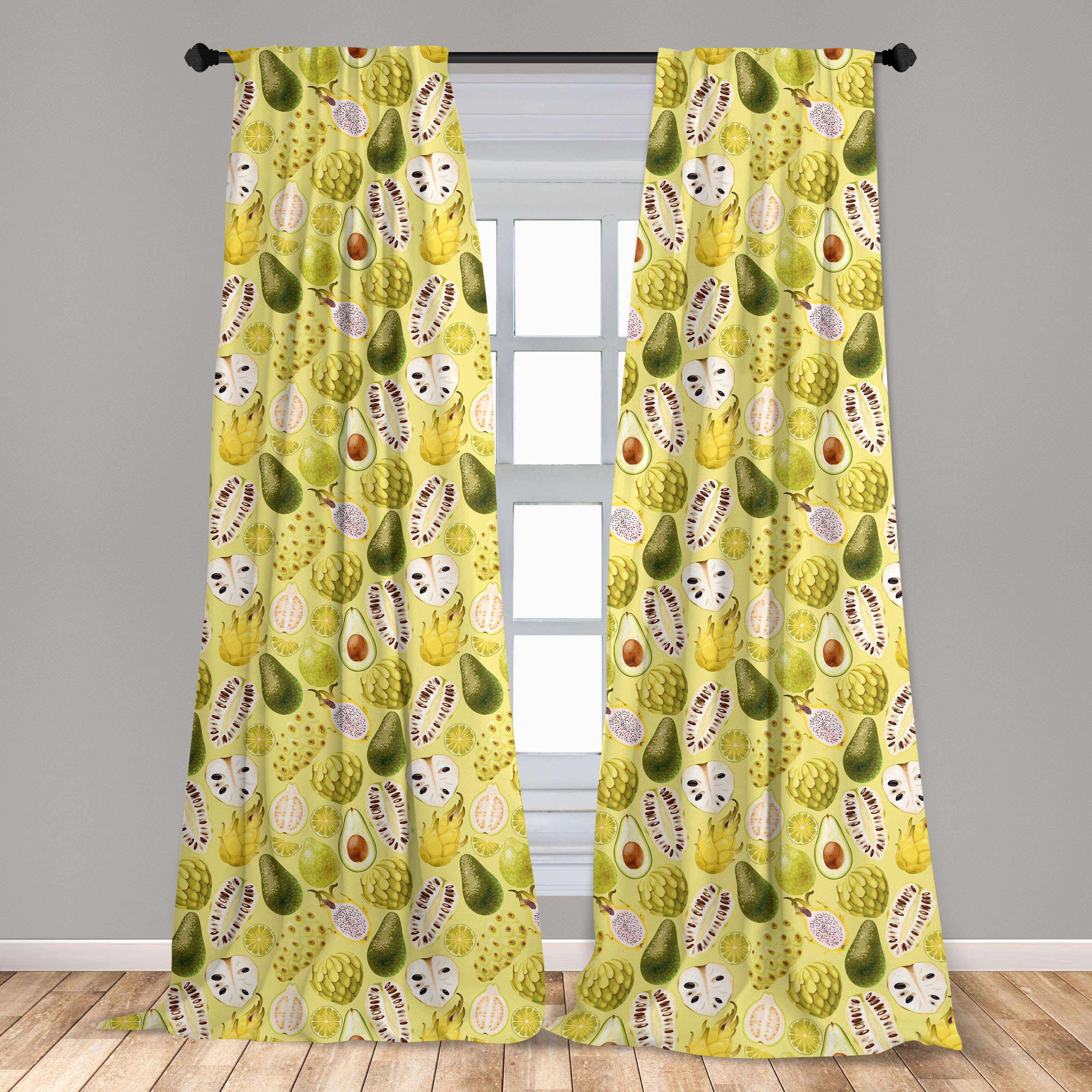 Gardine Vorhang für Wohnzimmer Exotisch Microfaser, Fruit Abakuhaus, Schlafzimmer Dragon Avocados Dekor, Guava