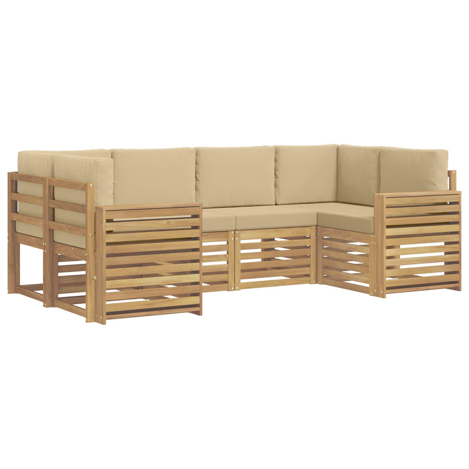 Gartenlounge-Set Outdoor-Sofagarnitur 6 pcs Weiß und Beige 245 x 132,5 x 73 cm
