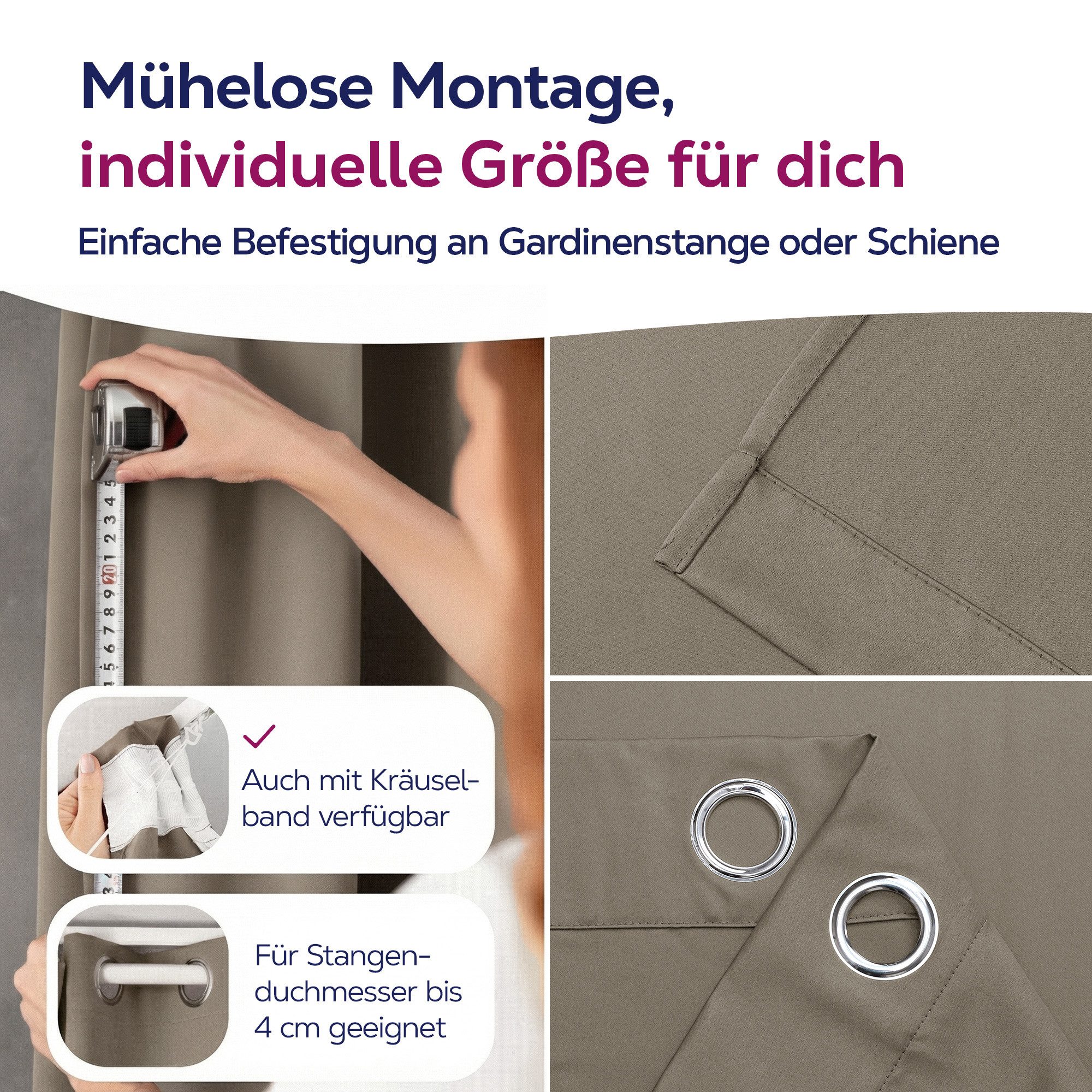Beautex Verdunkelungsvorhang mit Ösen Vorhang, Gardine blickdicht abdunkelnd (1 St), Ösen, verdunkelnd, Blackout, blickdicht, waschbar, Ösenaufhängung, Farbwahl – Bild 5 von 5