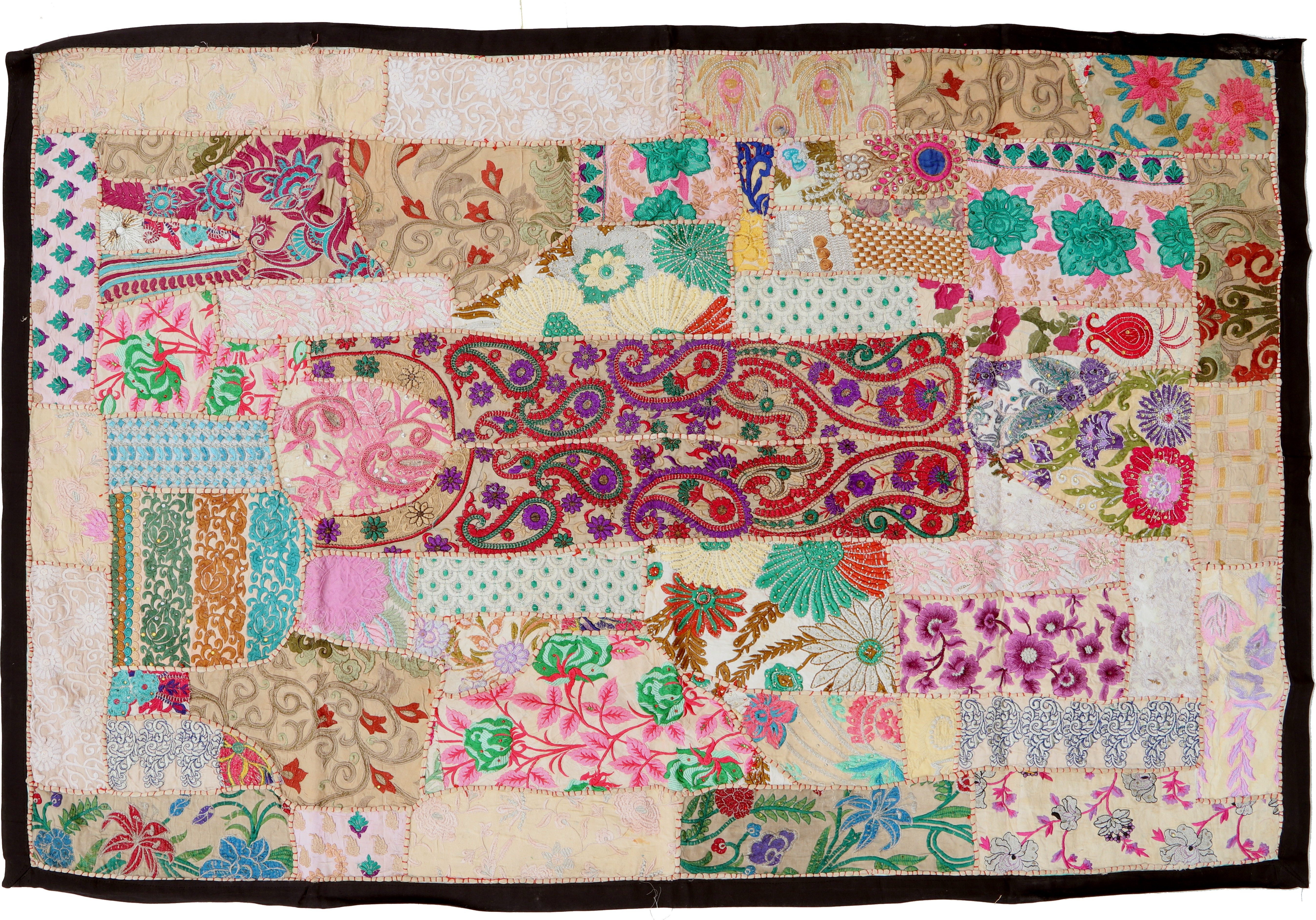 Guru-Shop Wandteppich Indischer Wandteppich Patchwork Wandbehang,.., Höhe: 100 mm