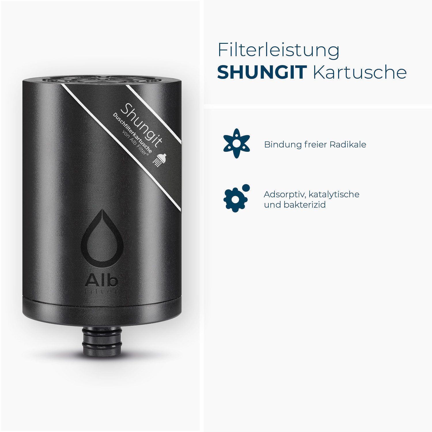 Alb Filter Wasserfilter Shungit Duschfilter, Shungit, Wellness, Edelstahl, Made in Germany