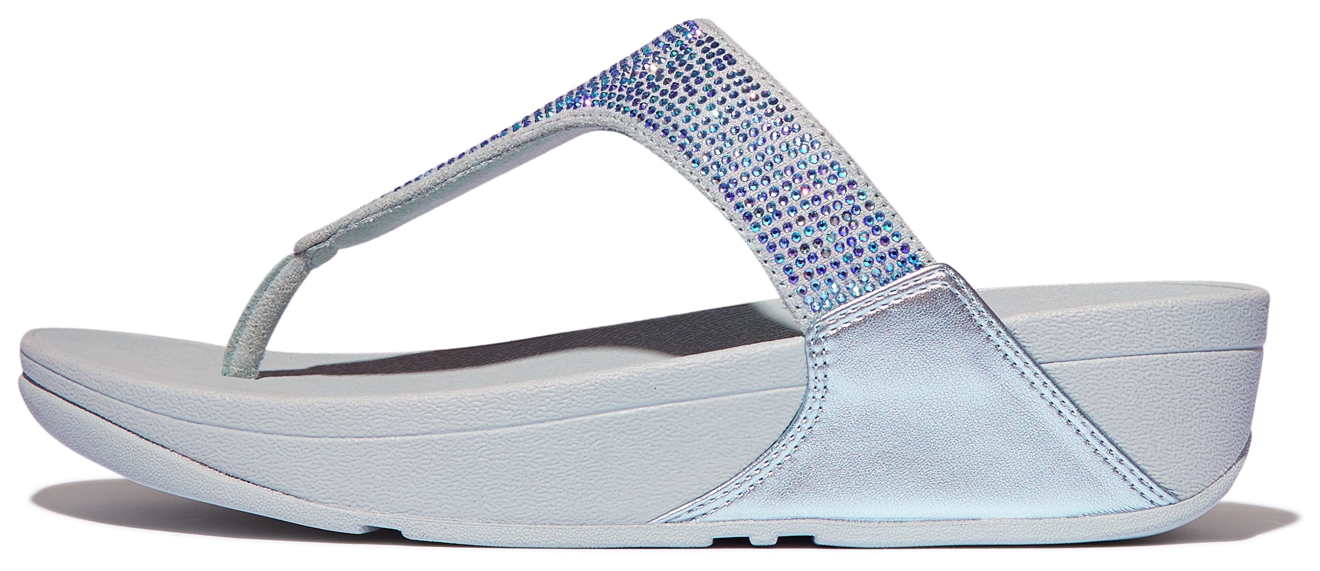 Fitflop LULU CRYSTAL EMBELLISHED TOE-POST SANDALS - HOTFIX Dianette Keilabsatz, Sommerschuh, Zehentrenner mit weichem Zehensteg