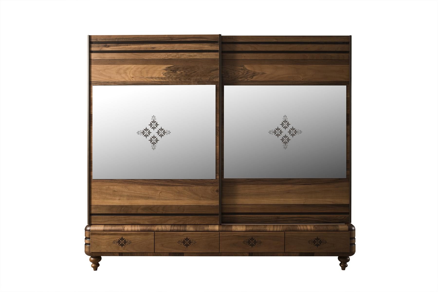 JVmoebel Kleiderschrank Eleganter Holzschrank in Braun mit Art-déco-Design und Stauraum (1-St., Kleiderschrank) Made in Europa