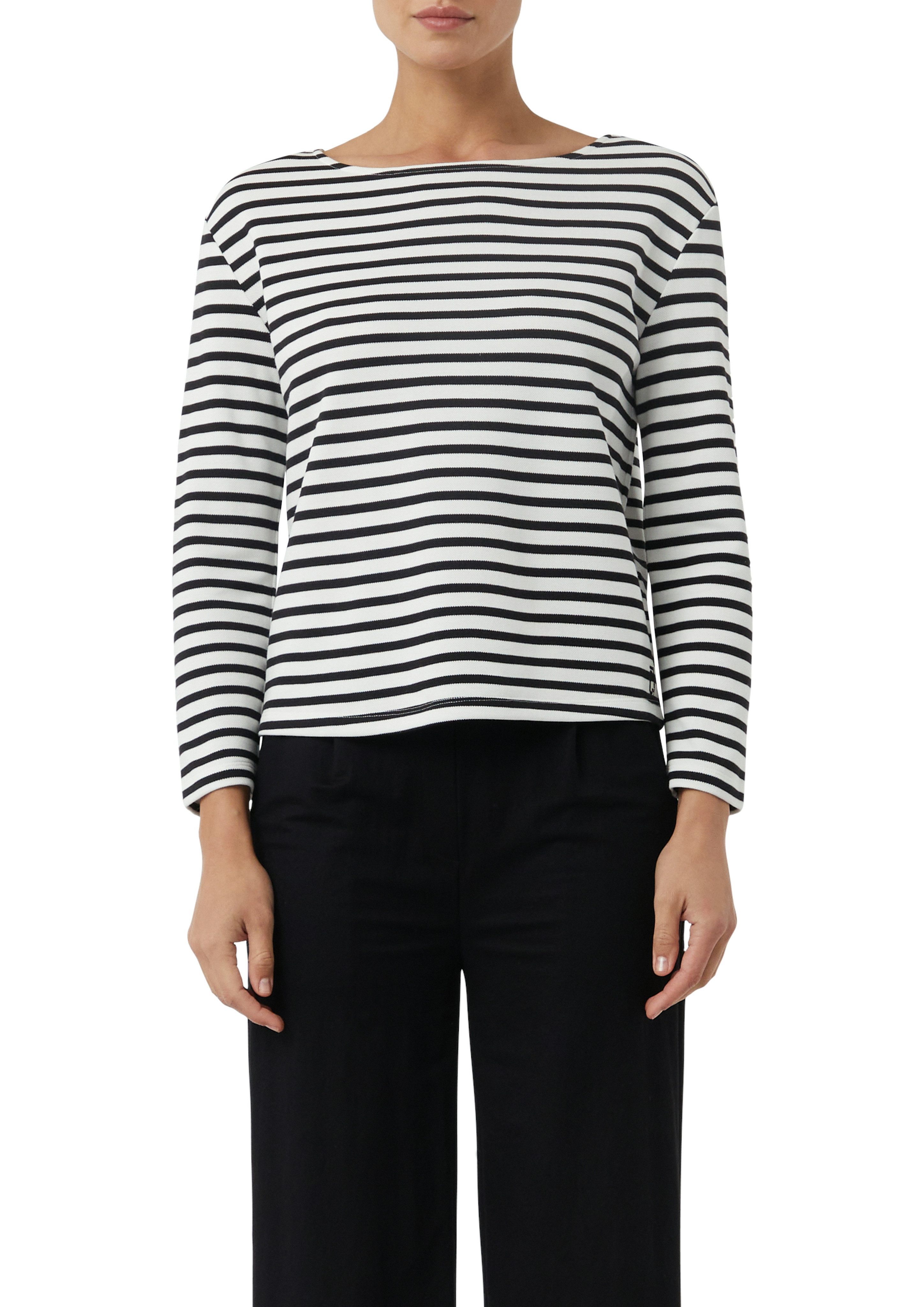 comma casual identity Sweatshirt zeitloses Design mit modernem U-Boot-Aussc günstig online kaufen