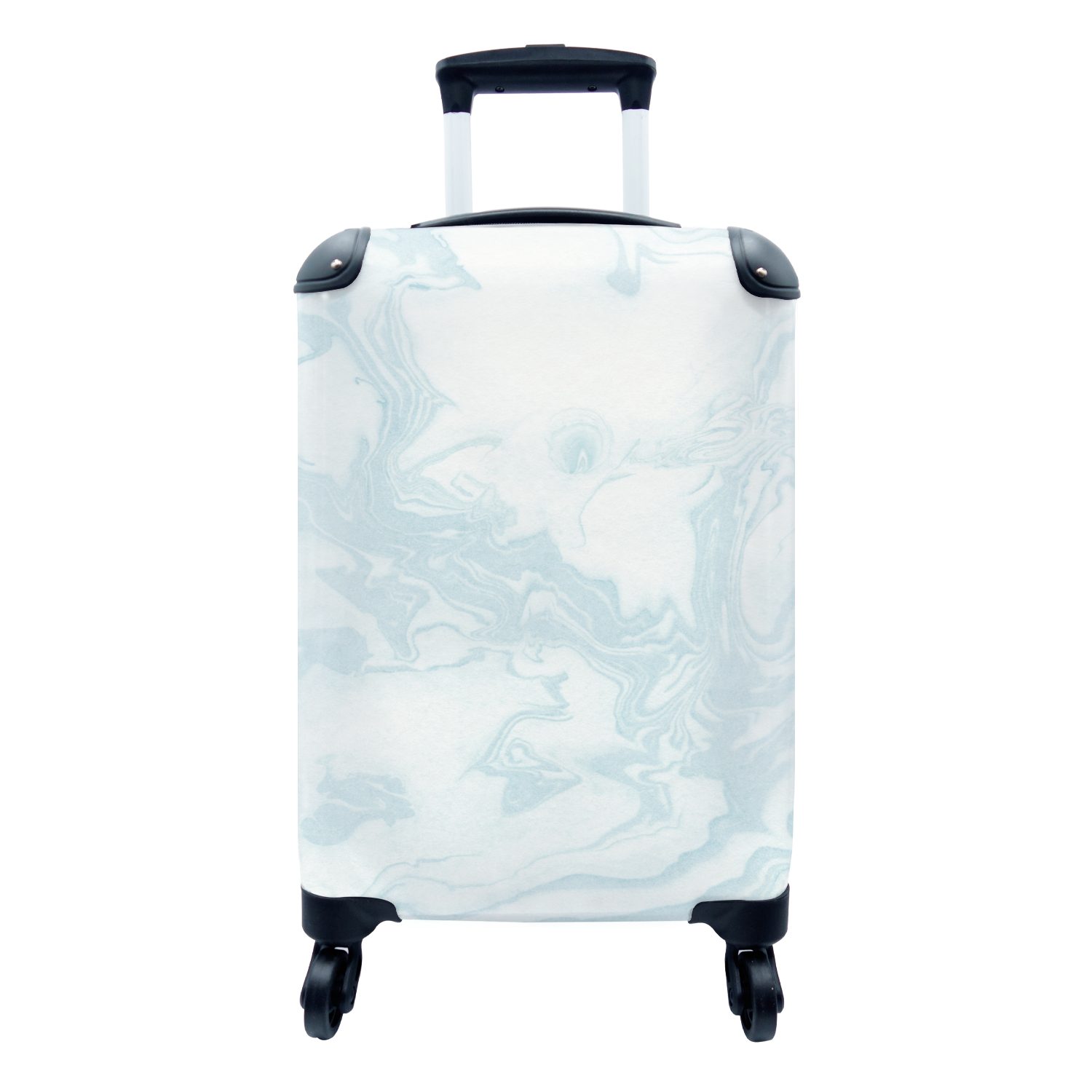 MuchoWow Handgepäckkoffer Marmor - Weiß 4 Reisekoffer mit - Ferien, Reisetasche Handgepäck Rollen, für Trolley, Muster, rollen