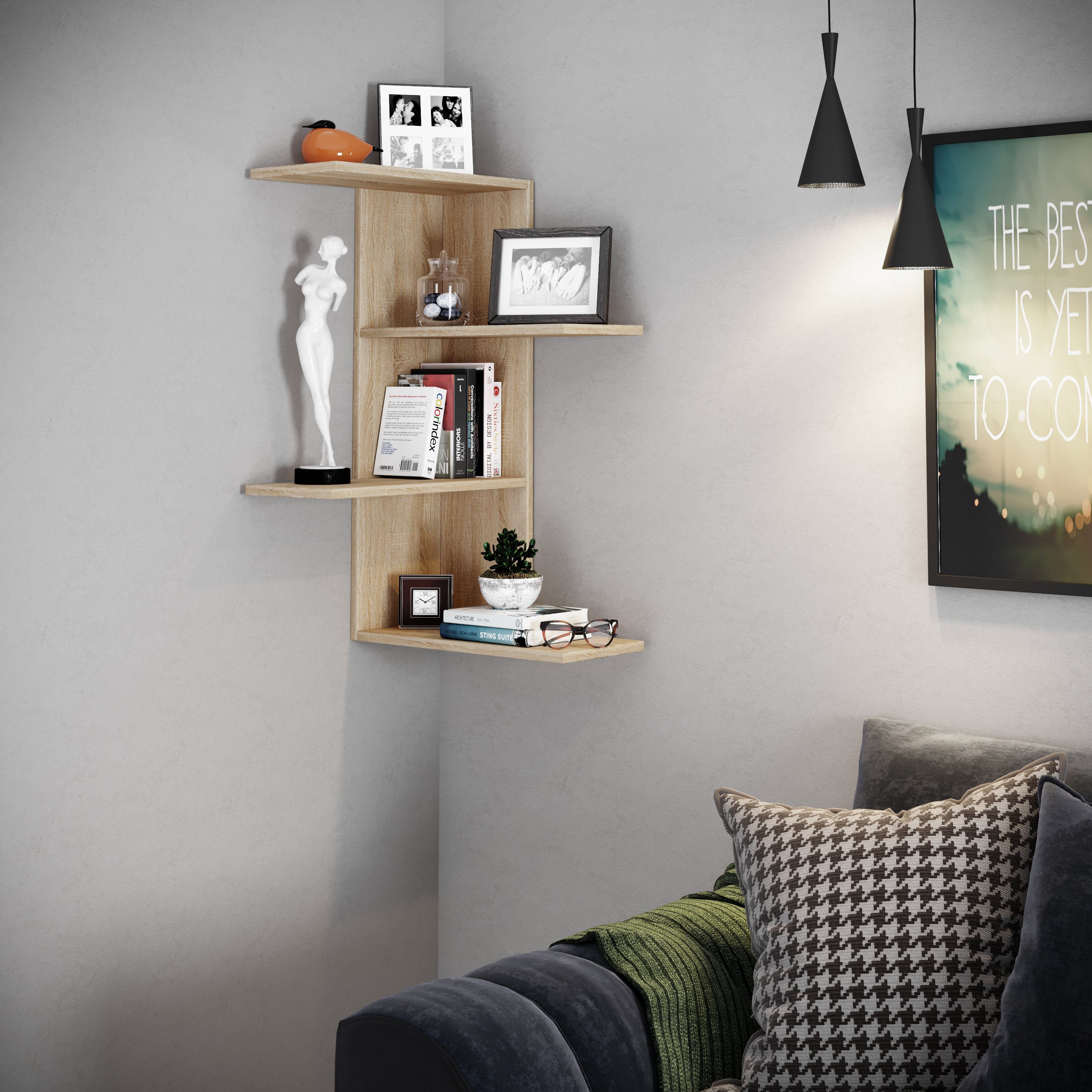 VCM Wandregal Holz Wandregal Hängeregal Eckregal Regal Balos