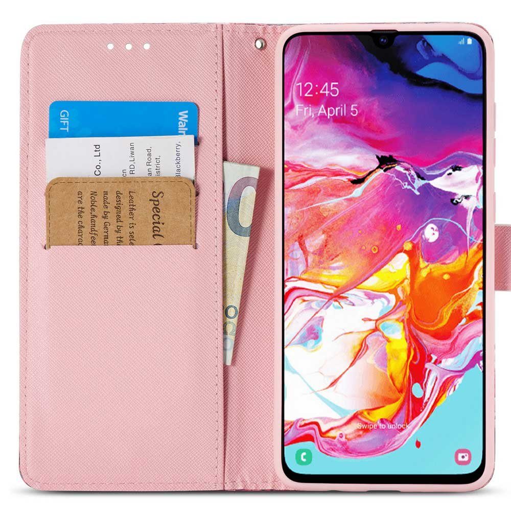 FITSU Handyhülle Handytasche für Samsung Galaxy A70 Hülle Schmetterling Motiv 6,7 Zoll, Flipcase für Samsung A70 Handyhülle, Handytasche mit Kartenfach
