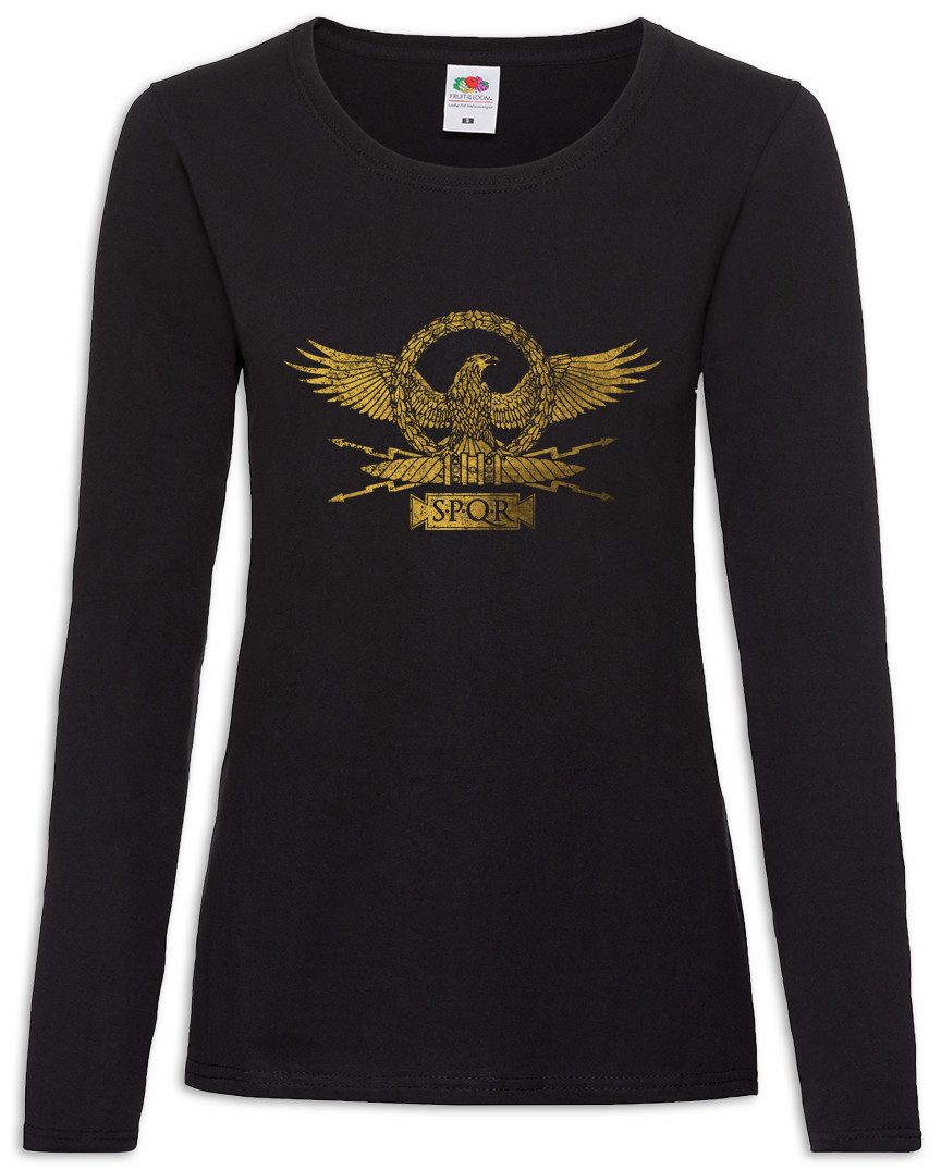 Urban Backwoods Langarmshirt Römischer Adler Damen Langarmshirt Roma Rom Cäsar Karte Kaiser Julius (1-tlg) SPQR Legion Legionär Reich