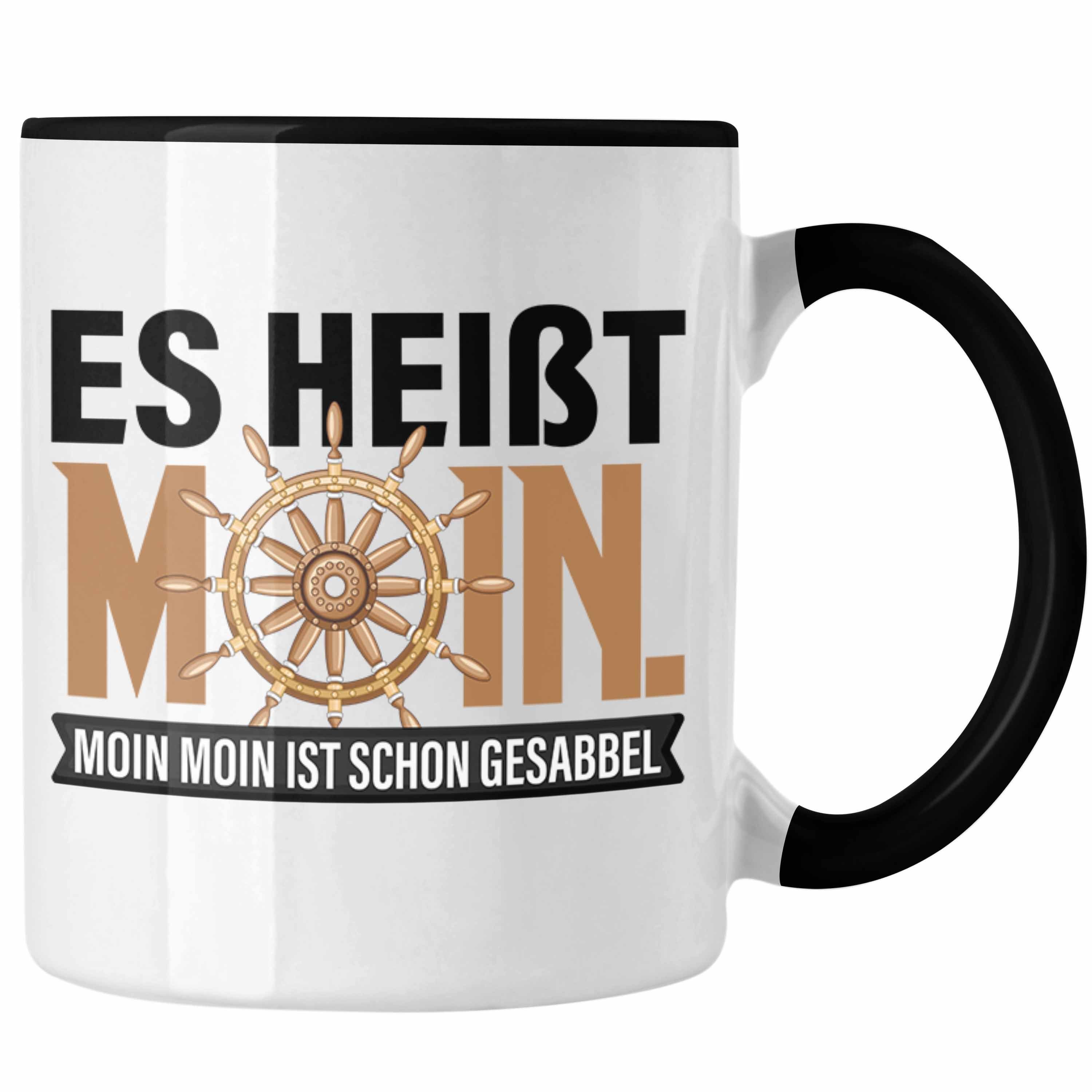 Trendation Tasse Tasse Moin Hamburg Geschenk für Norddeutsche Moin Moin Gesabbel Schwarz