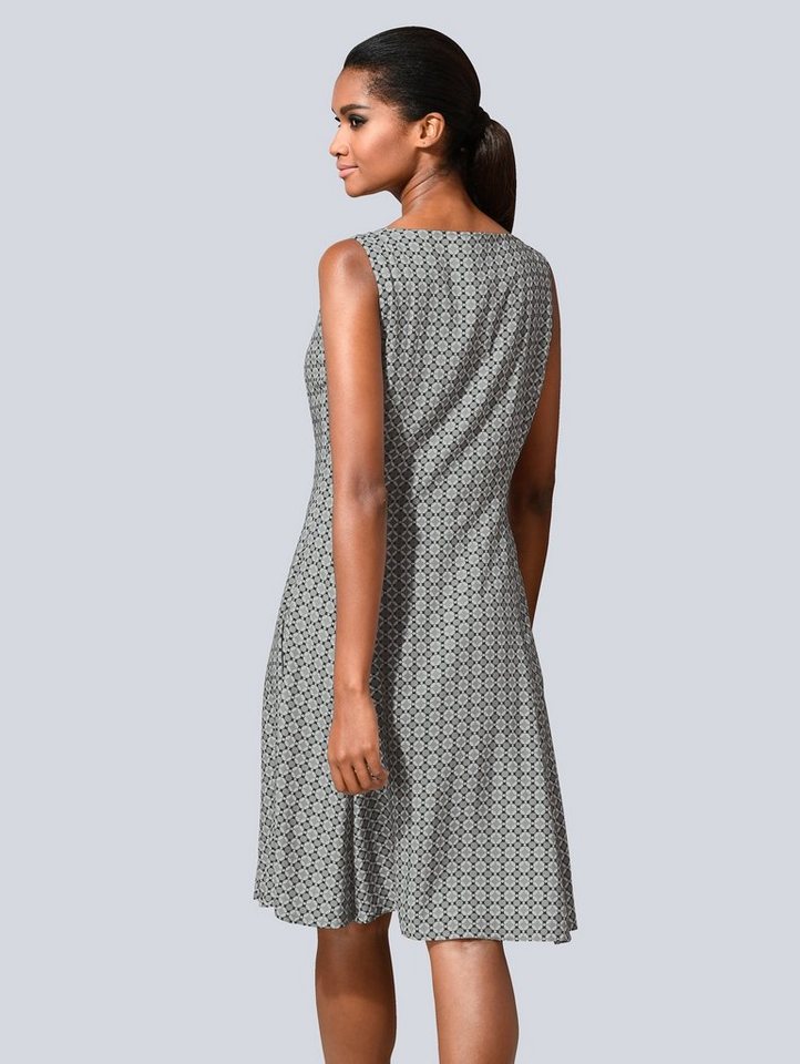 Alba Moda Kleid im femininen Mosaik Druck in grau