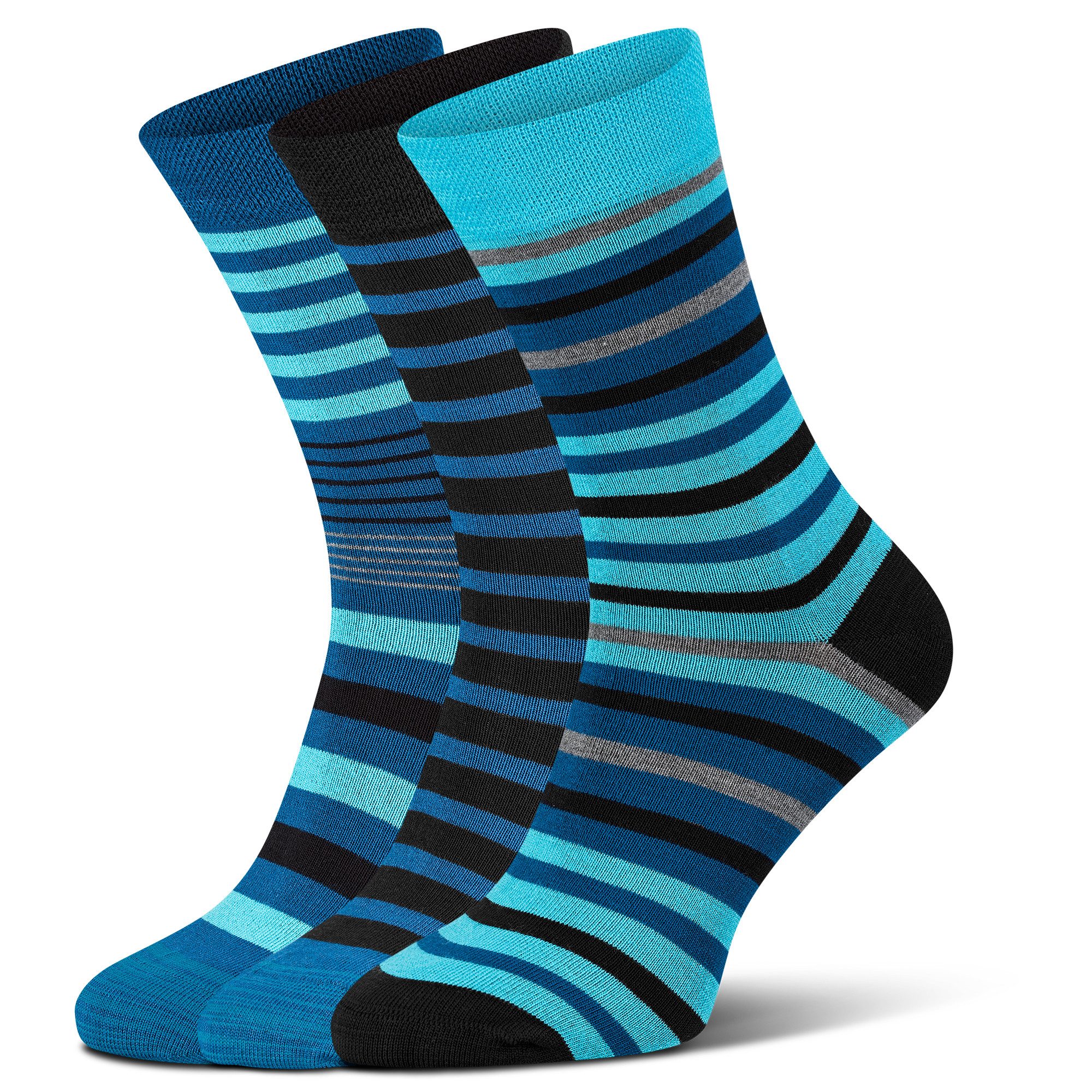 footart Basicsocken Bambus Viskose Socken 3 Paar Ringel blau Softrand verstärkte Ferse und Spitze, flache Zehennaht