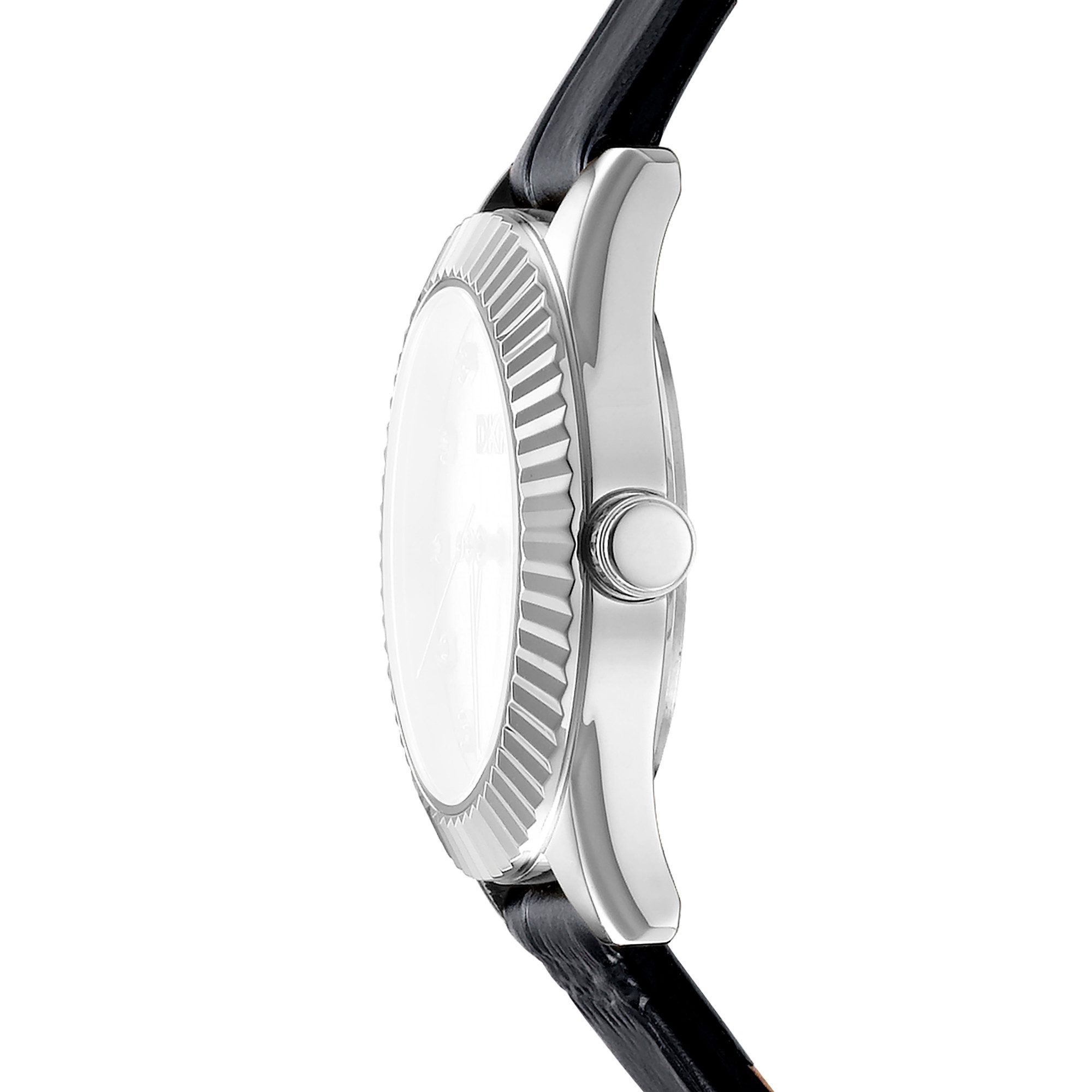 DKNY Quarzuhr Chambers Glitz DK1L017L0015, Armbanduhr, Damenuhr, Lederarmband, analog