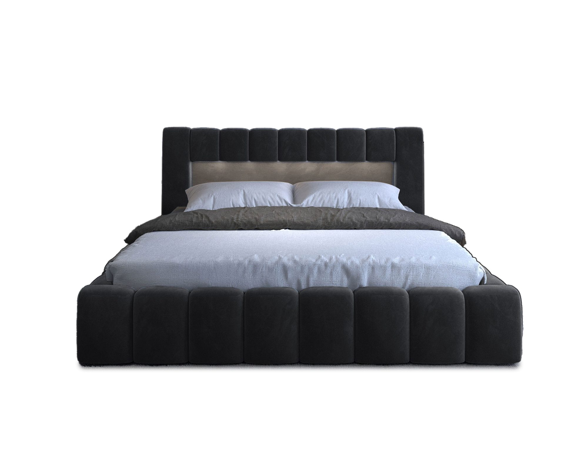 Lukas Möbel Polsterbett Doppelbett Mika Polsterbett mit Bettkasten Lattenrost u. LED (Bett mit Lattenrost), mit Lattenrost Bettkasten und LED