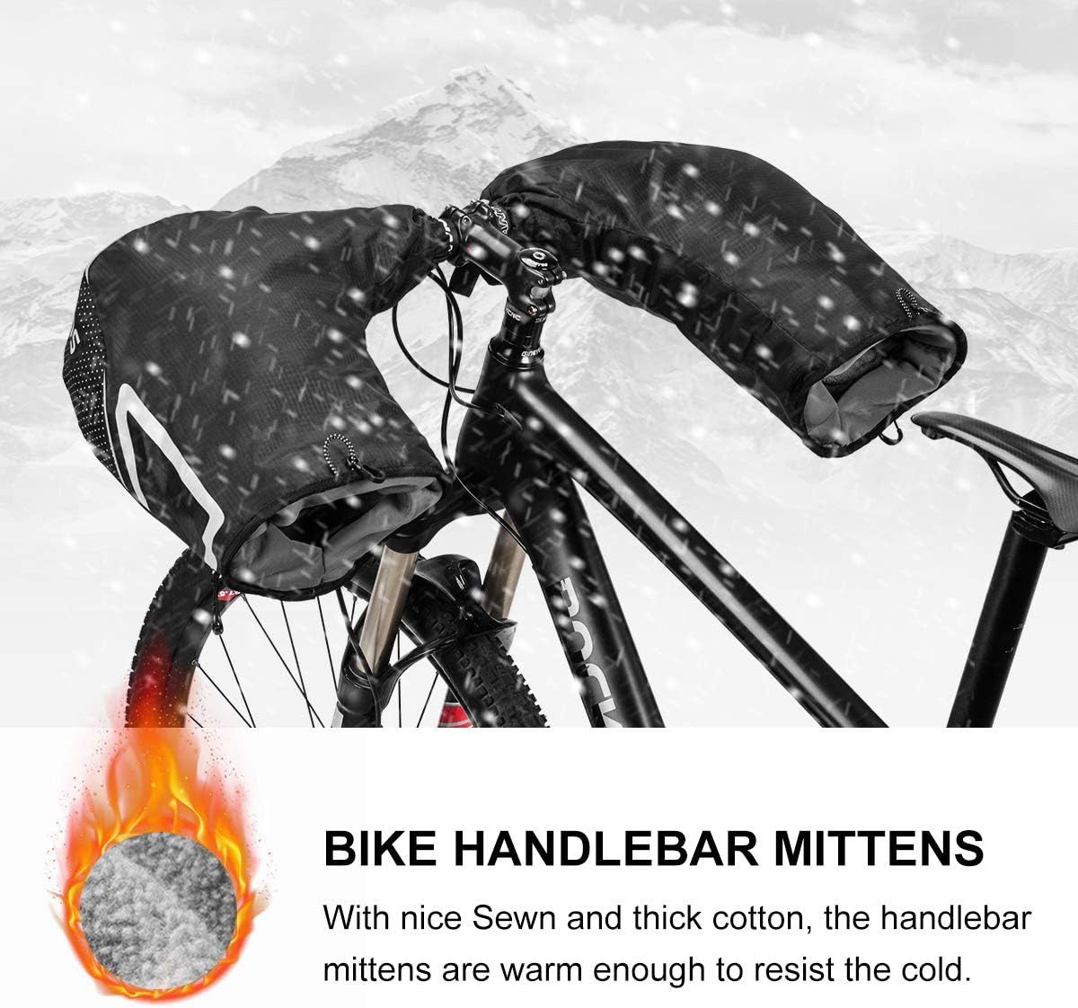 ROCKBROS Fahrradhandschuhe Lenkerstulpen, Handschuhe für Fahrrad Motorrad Roller Scooter Gefüttert Winddicht Wasserfest Reflektierend